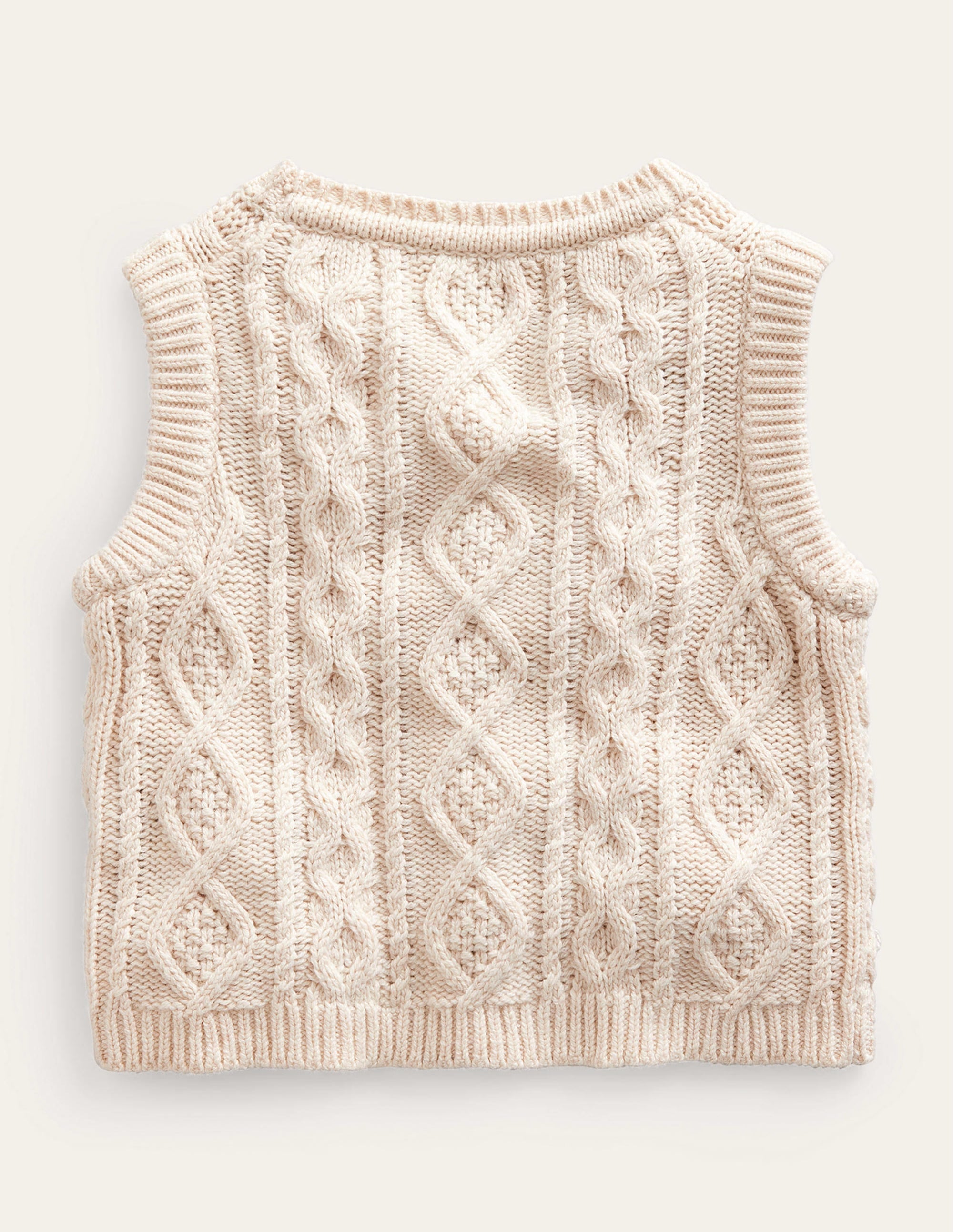 Cable Knitted Sweater Vest-Ecru Marl - Image 2
