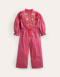Embroidered Jersey Jumpsuit-Blush Pink