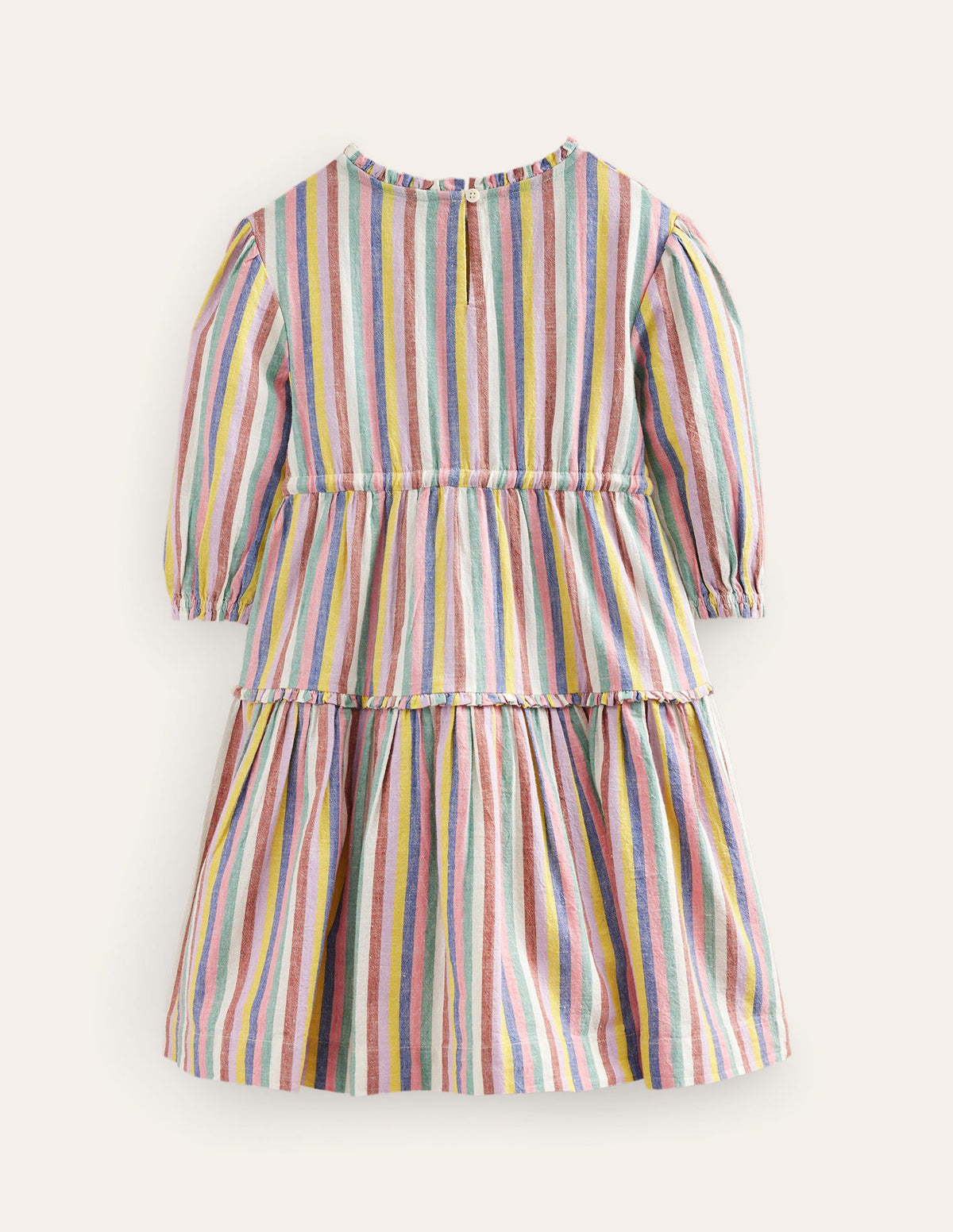 Striped Woven Dress-Brown and Lilac Rainbow - Image 2