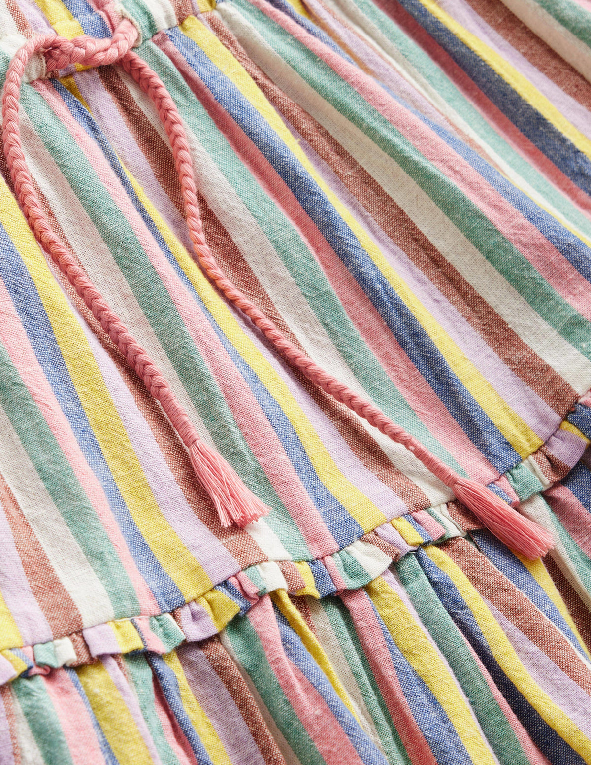 Striped Woven Dress-Brown and Lilac Rainbow-3