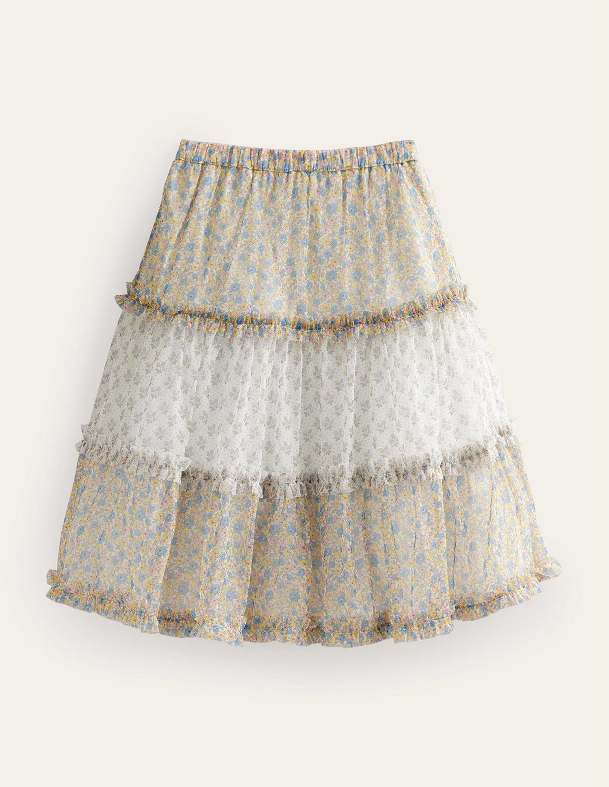 Tulle Midi Skirt-Multi Vintage Pattern-2