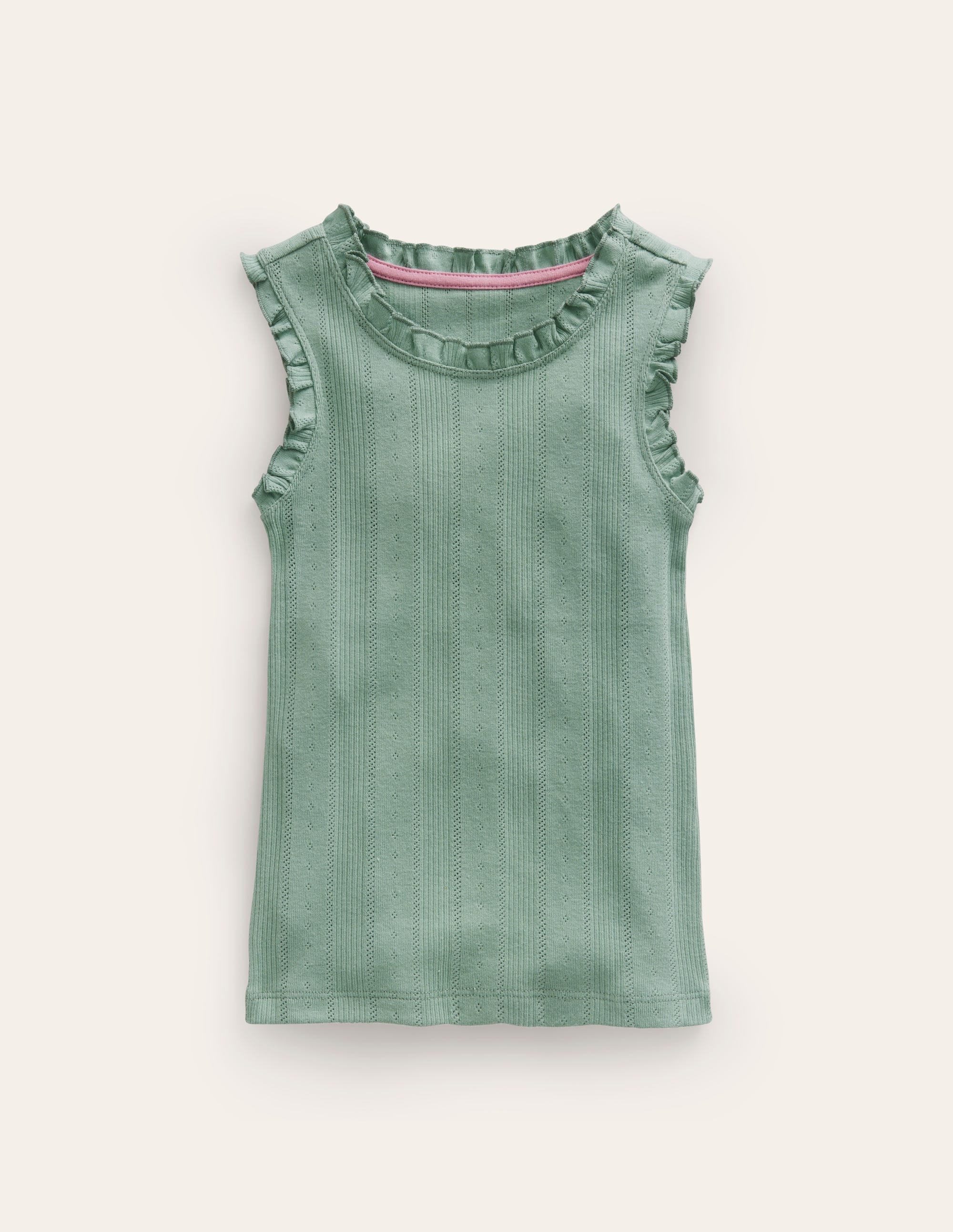 Pointelle Tank Top-Smoke Green - Image 1