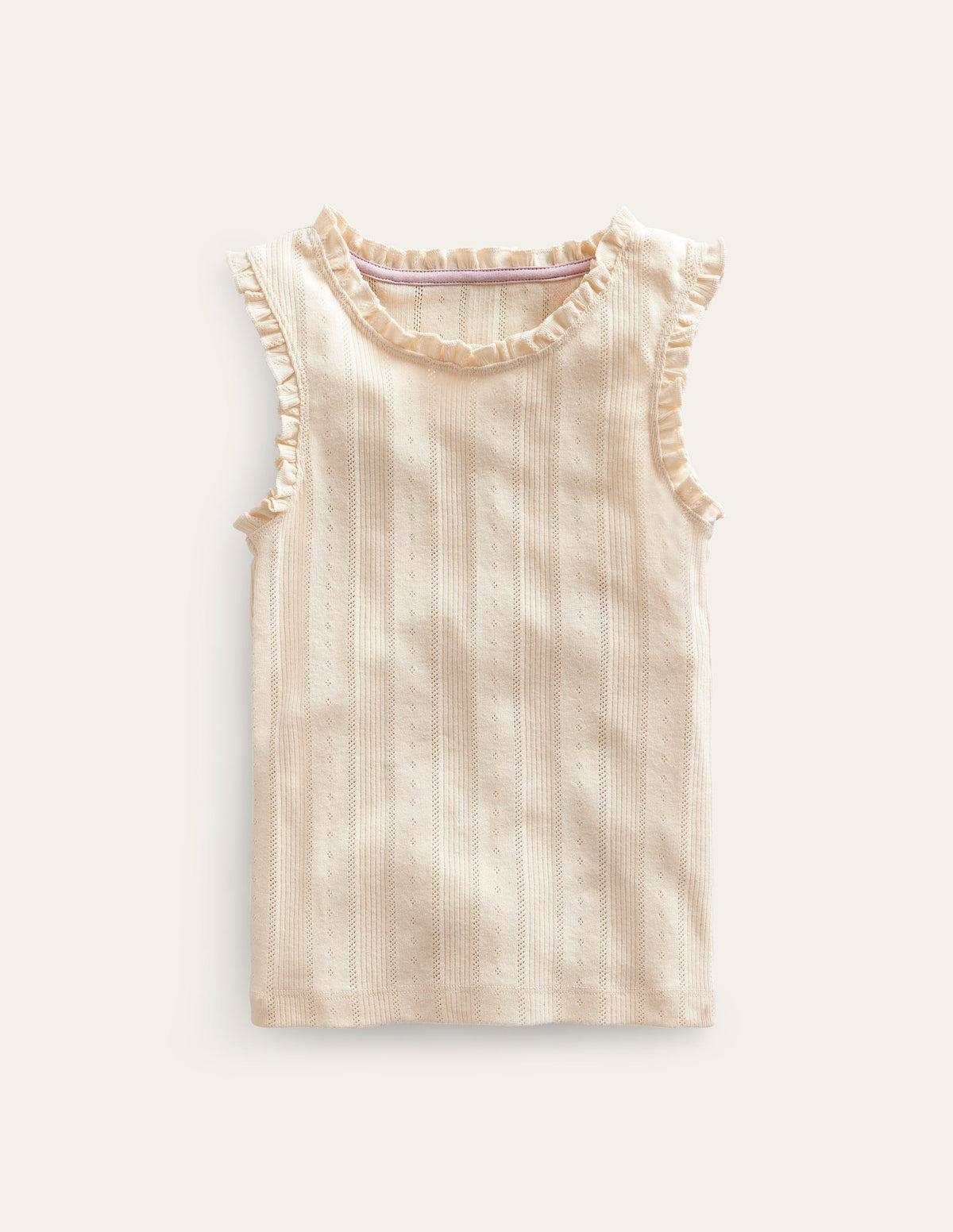 Pointelle Tank Top-Ivory - Image 1