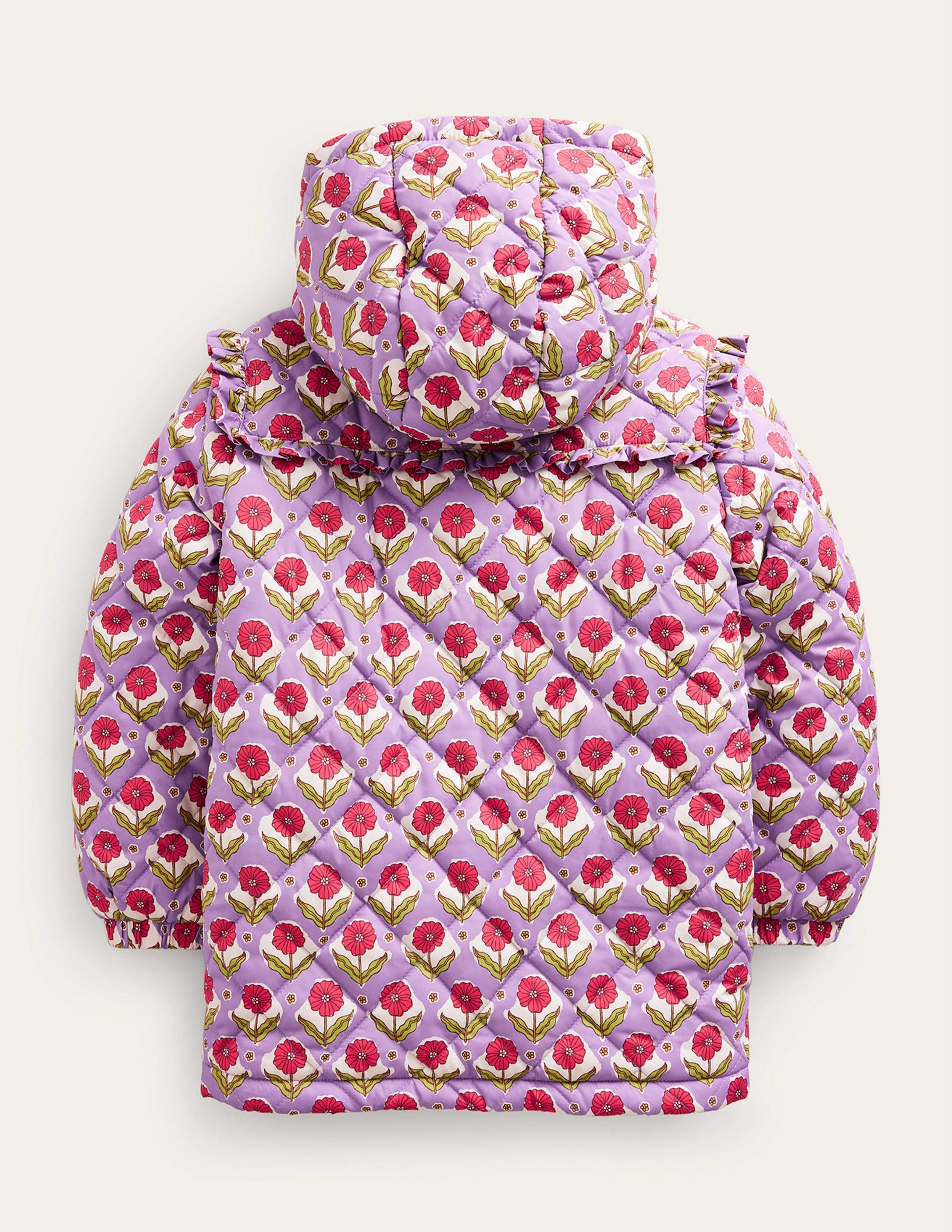 Scallop Quilted Anorak-Aster Purple Woodblock Flower-2
