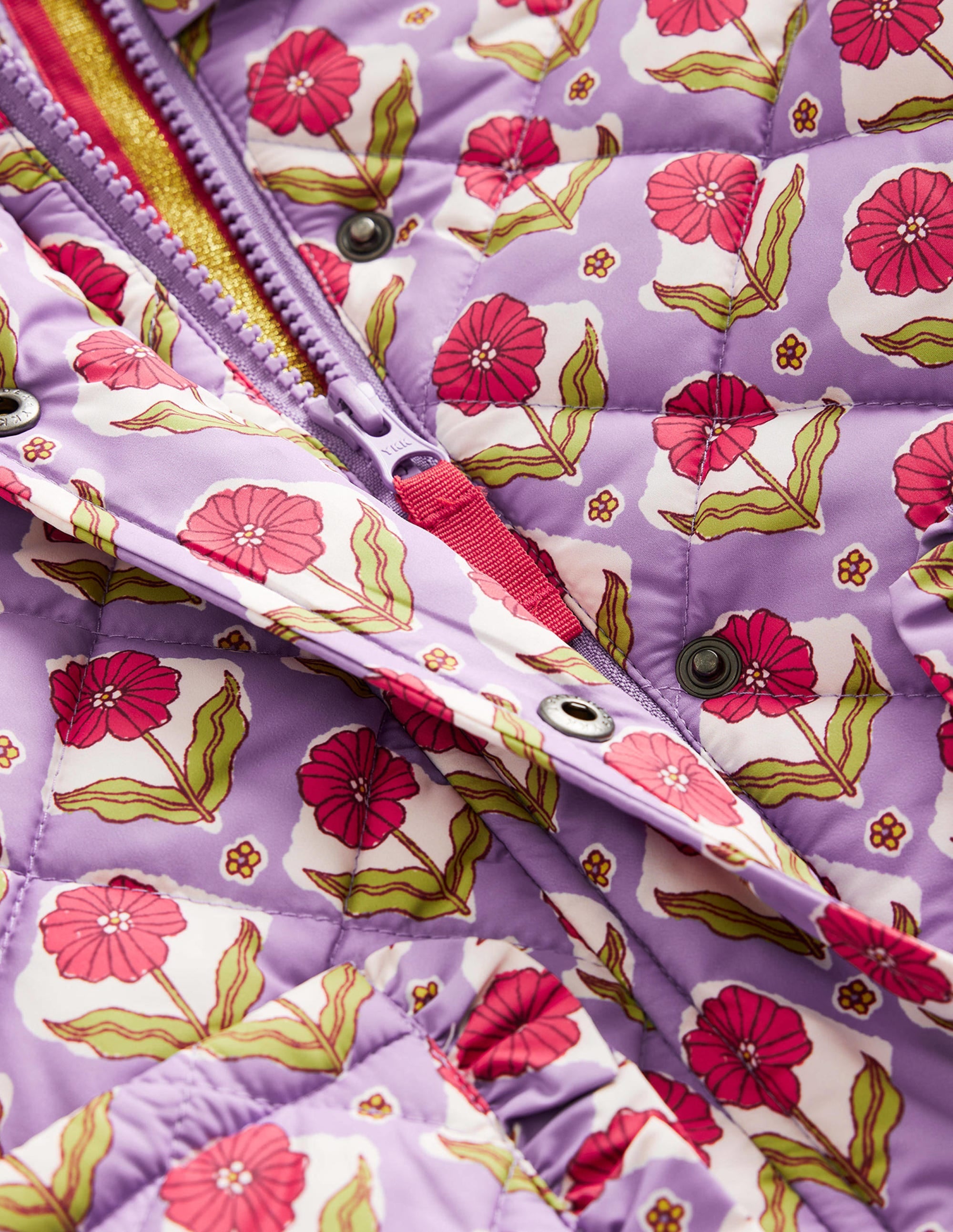 Scallop Quilted Anorak-Aster Purple Woodblock Flower - Image 3