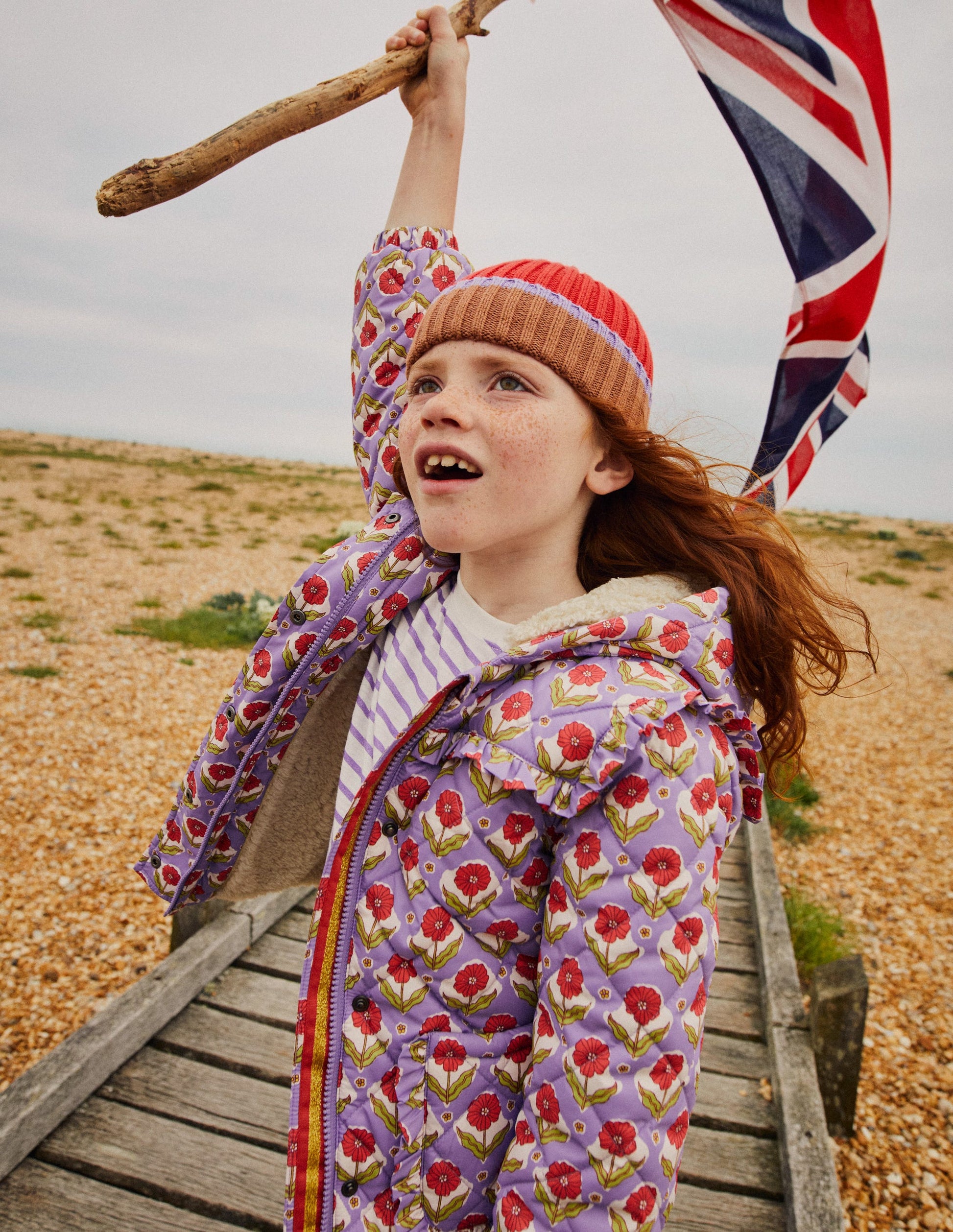 Scallop Quilted Anorak-Aster Purple Woodblock Flower-5