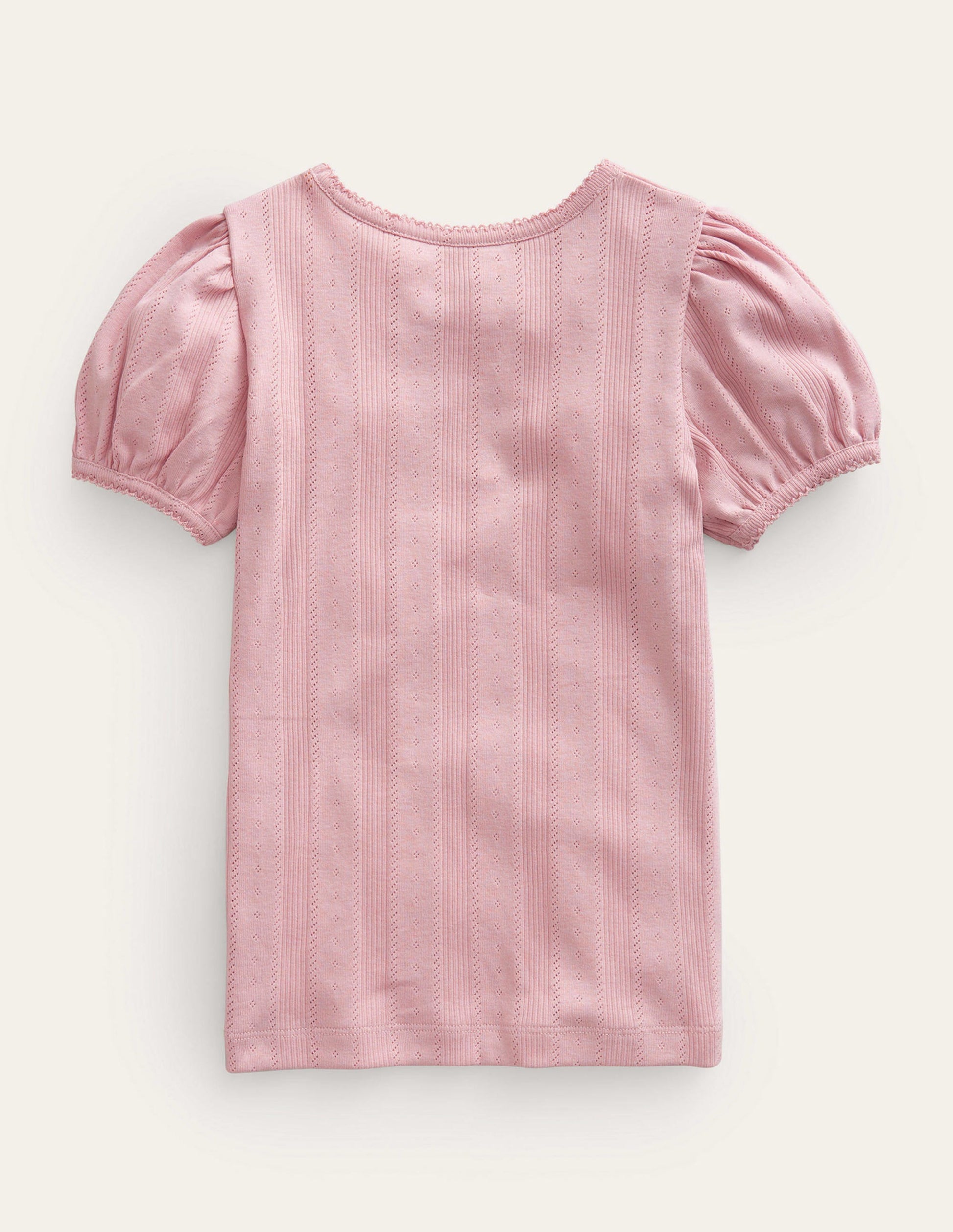 Pointelle Puff Sleeve Top-Vintage Pink-2