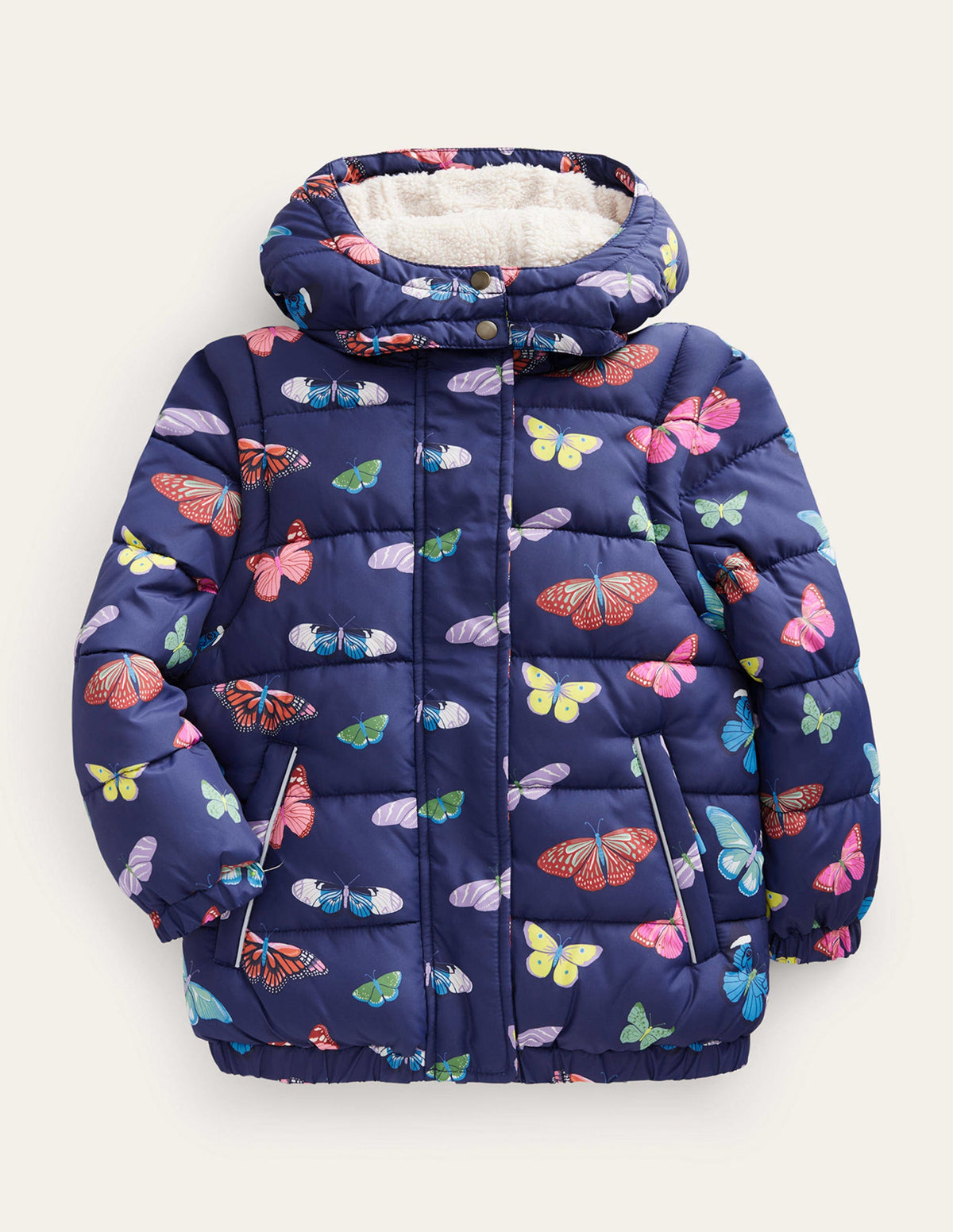 2-in-1 Padded Coat-Navy Butterflies - Image 1