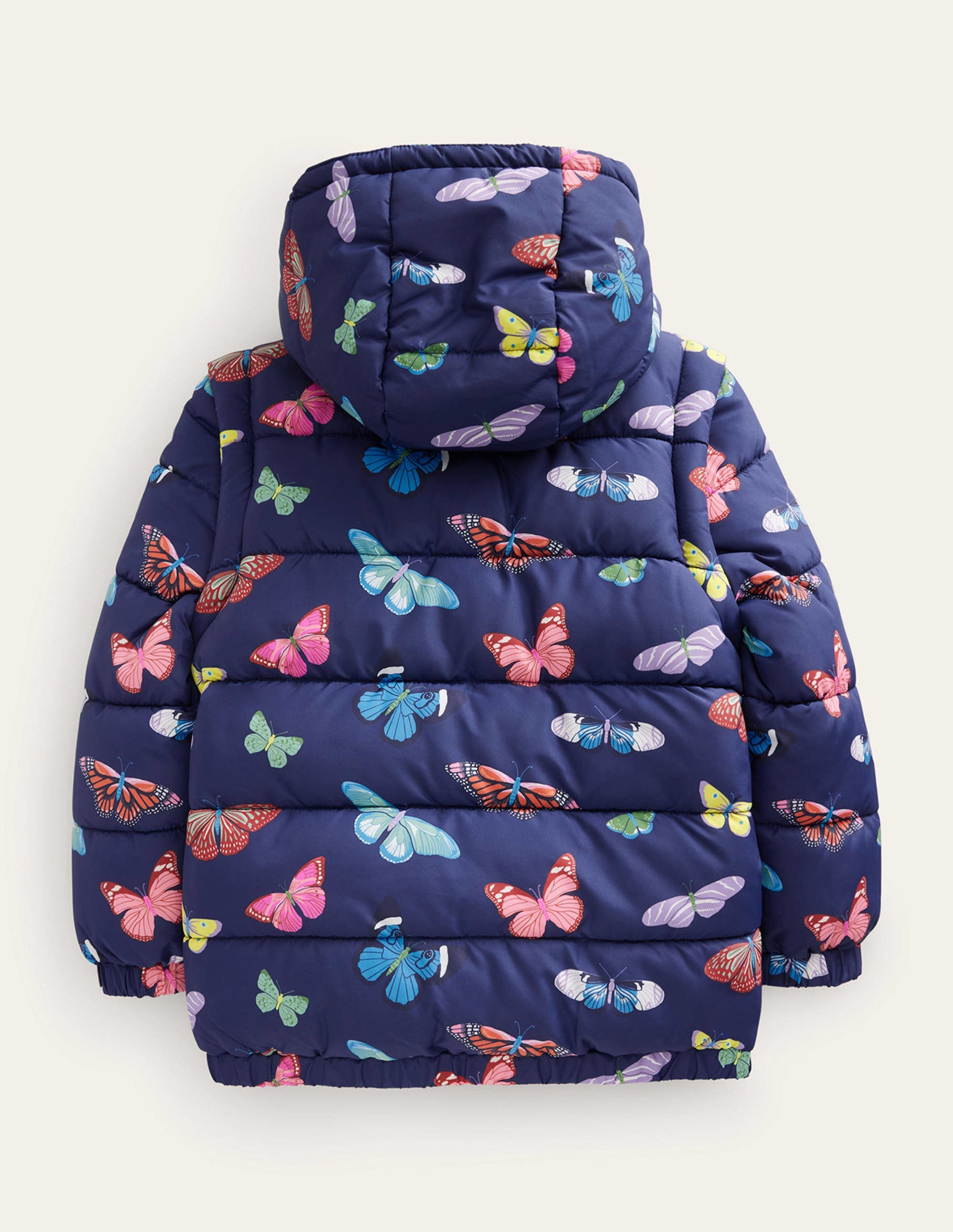 2-in-1 Padded Coat-Navy Butterflies-2