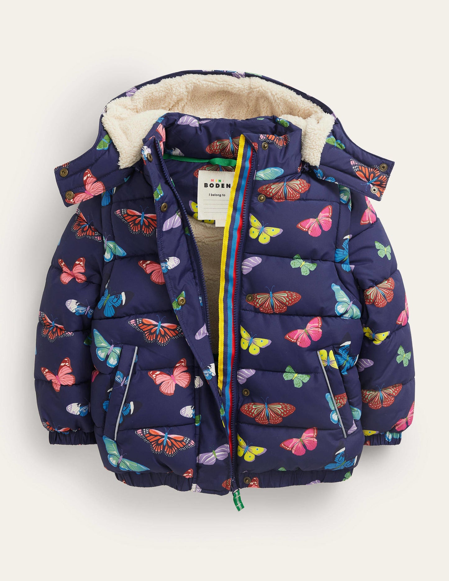 2-in-1 Padded Coat-Navy Butterflies