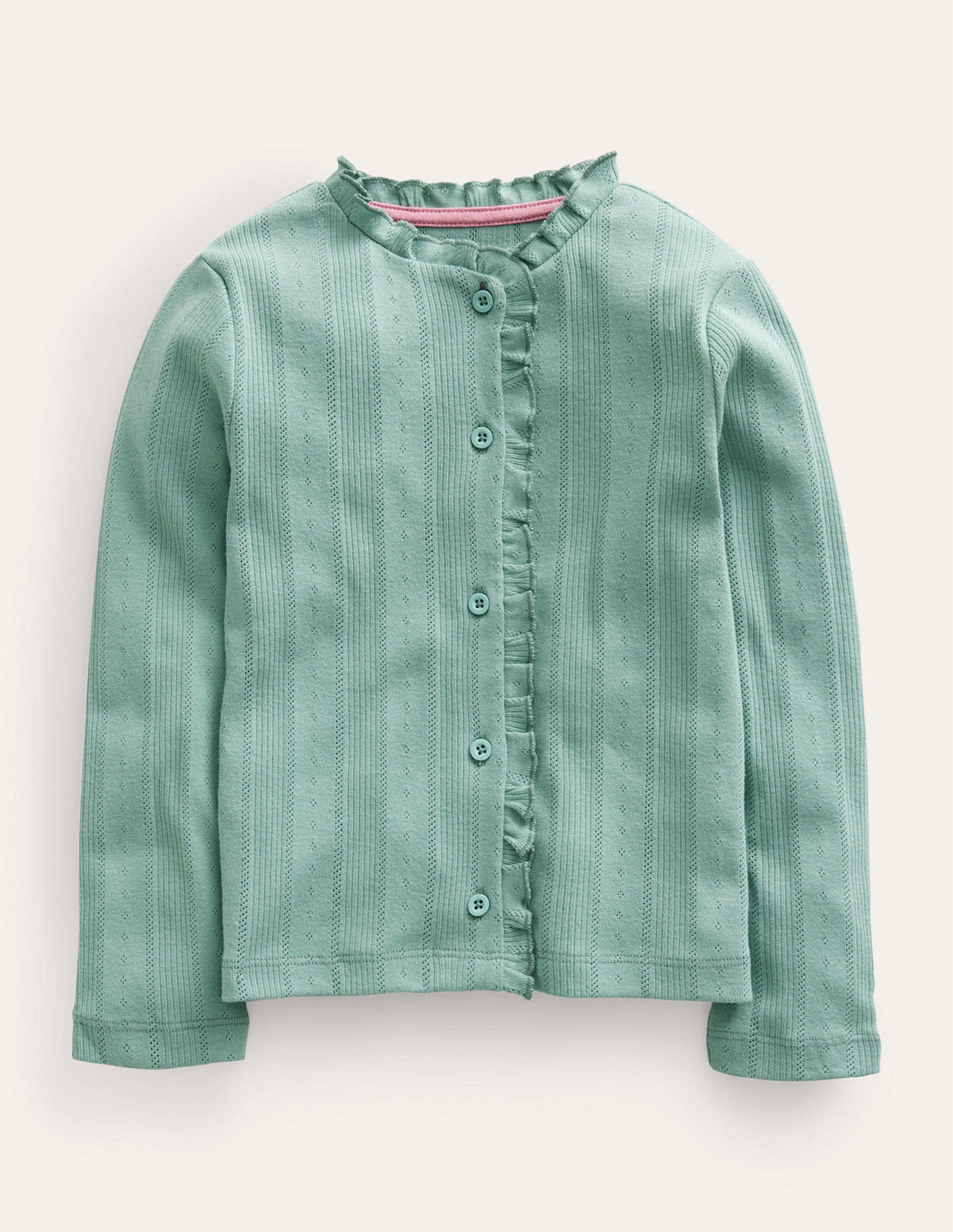 Pointelle Cardigan-Smoke Green-1