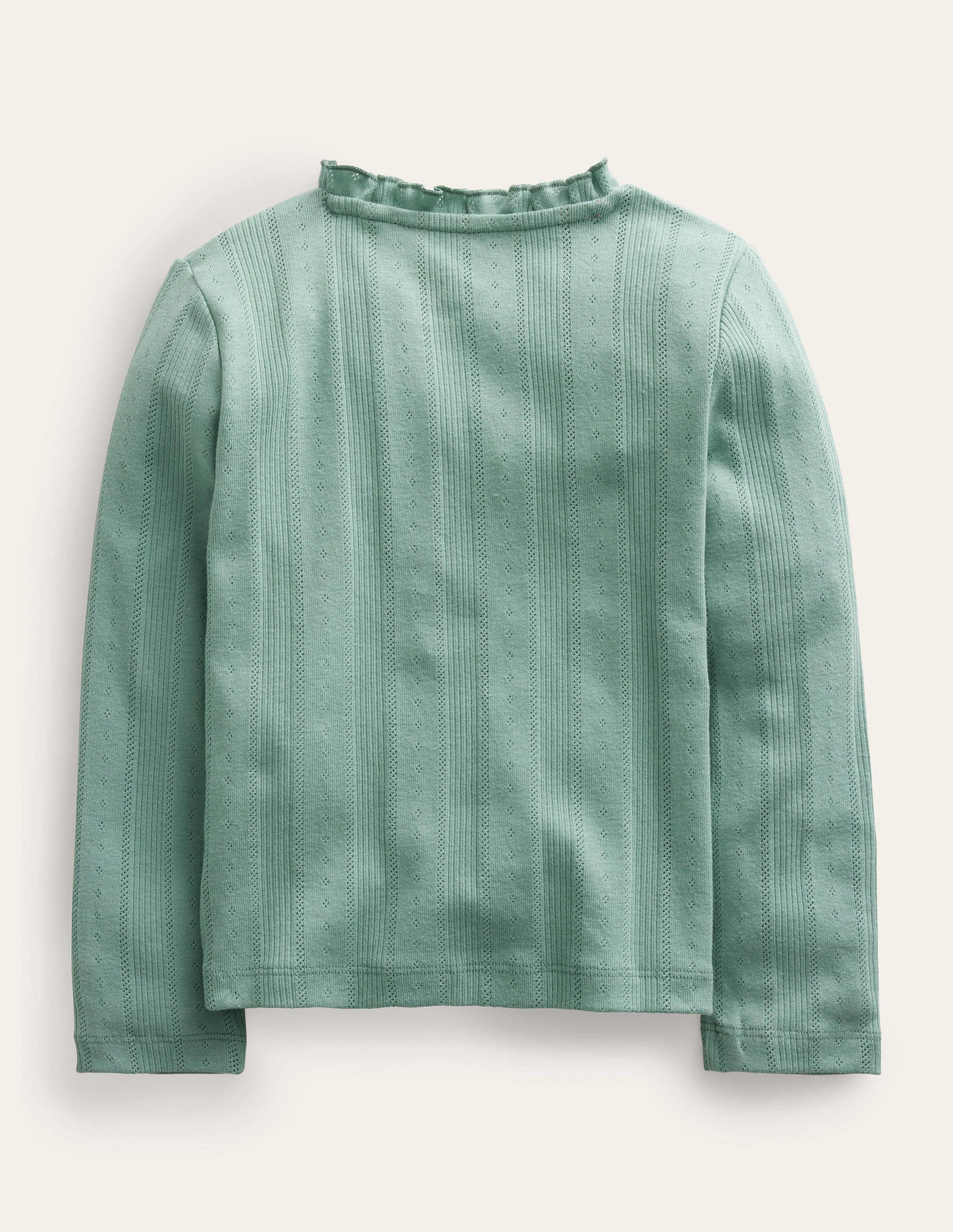 Pointelle Cardigan-Smoke Green - Image 2