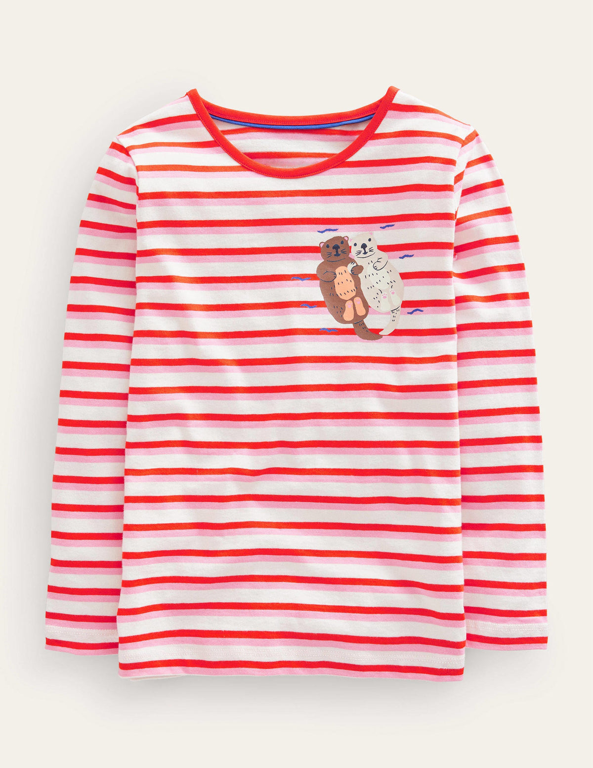 Logo Slub Long Sleeve T-shirt-Red/Pink Otters-1
