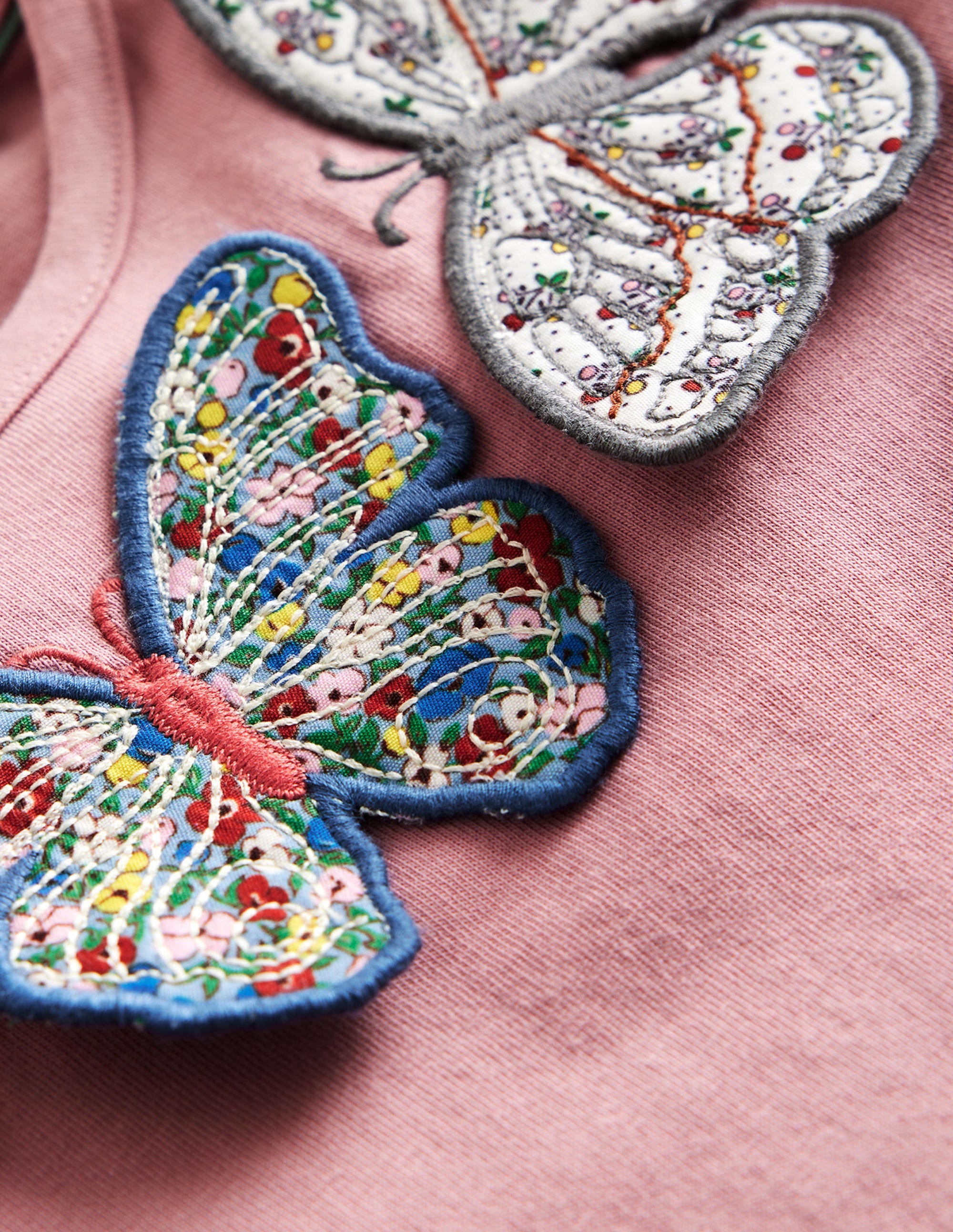 3D Appliqué T-Shirt-Almond Pink Butterflies - Image 3
