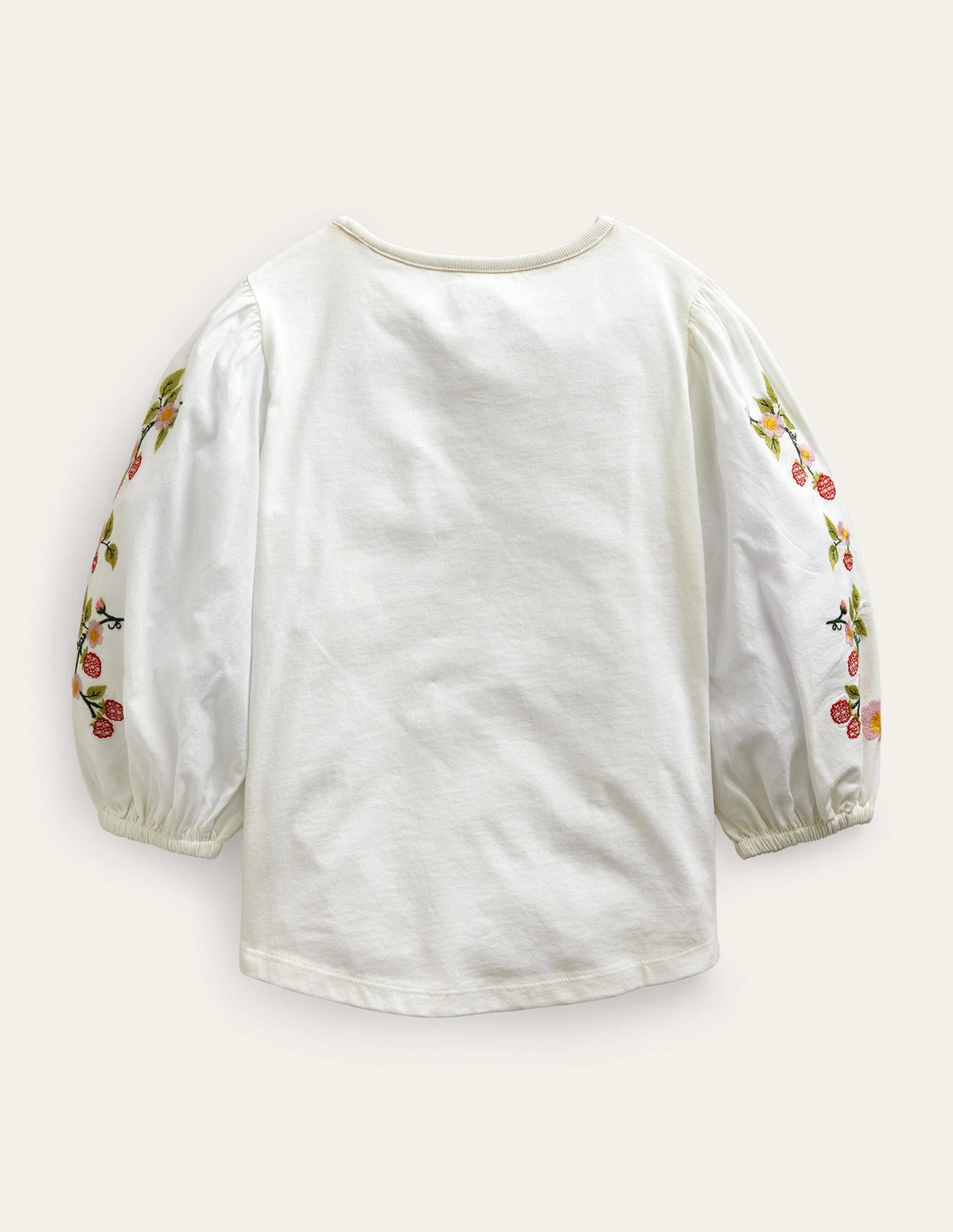 Embroidered Puff Sleeve Top-Ivory - Image 2