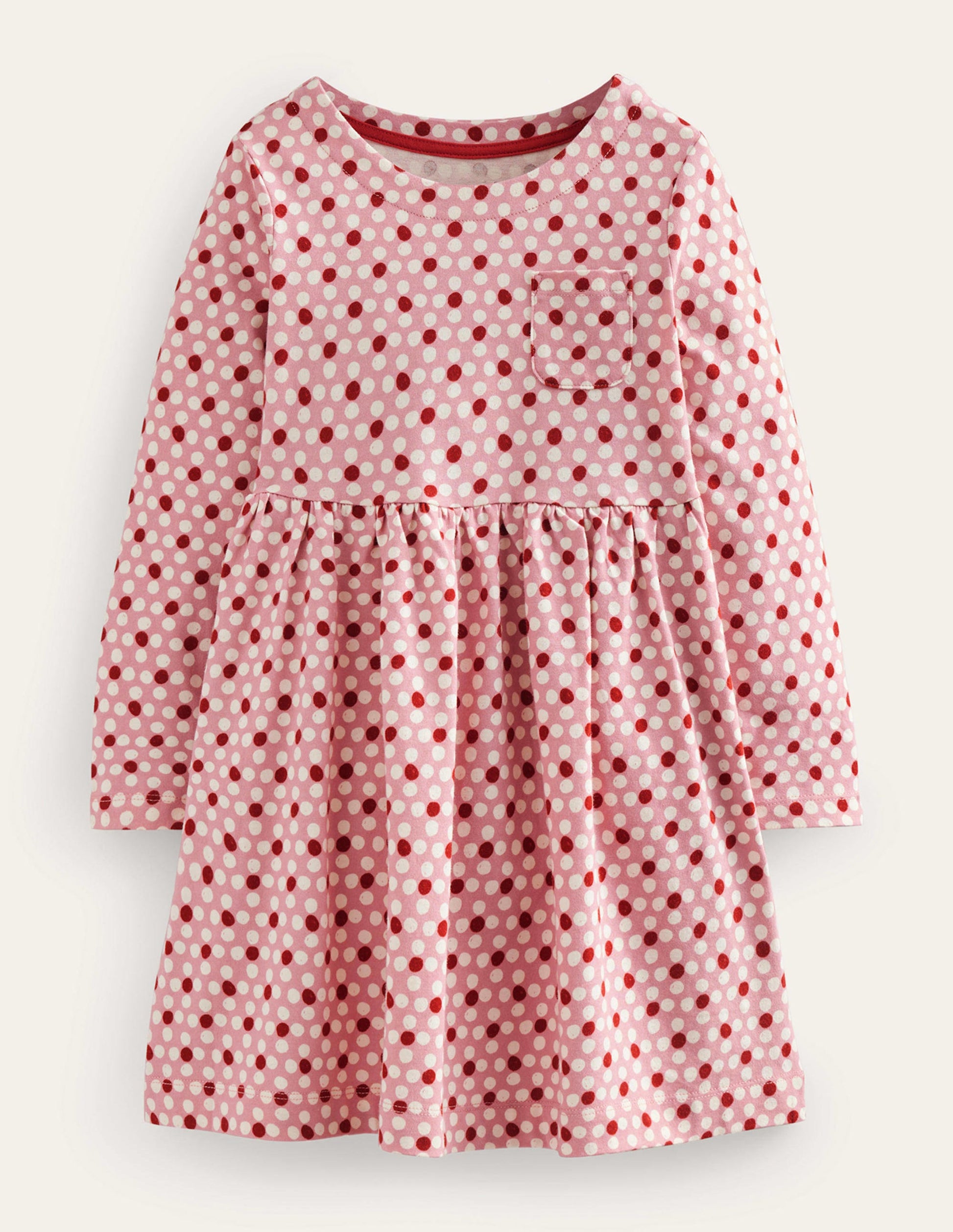 Long Sleeve Fun Jersey Dress-Almond Pink Geo Flower-1