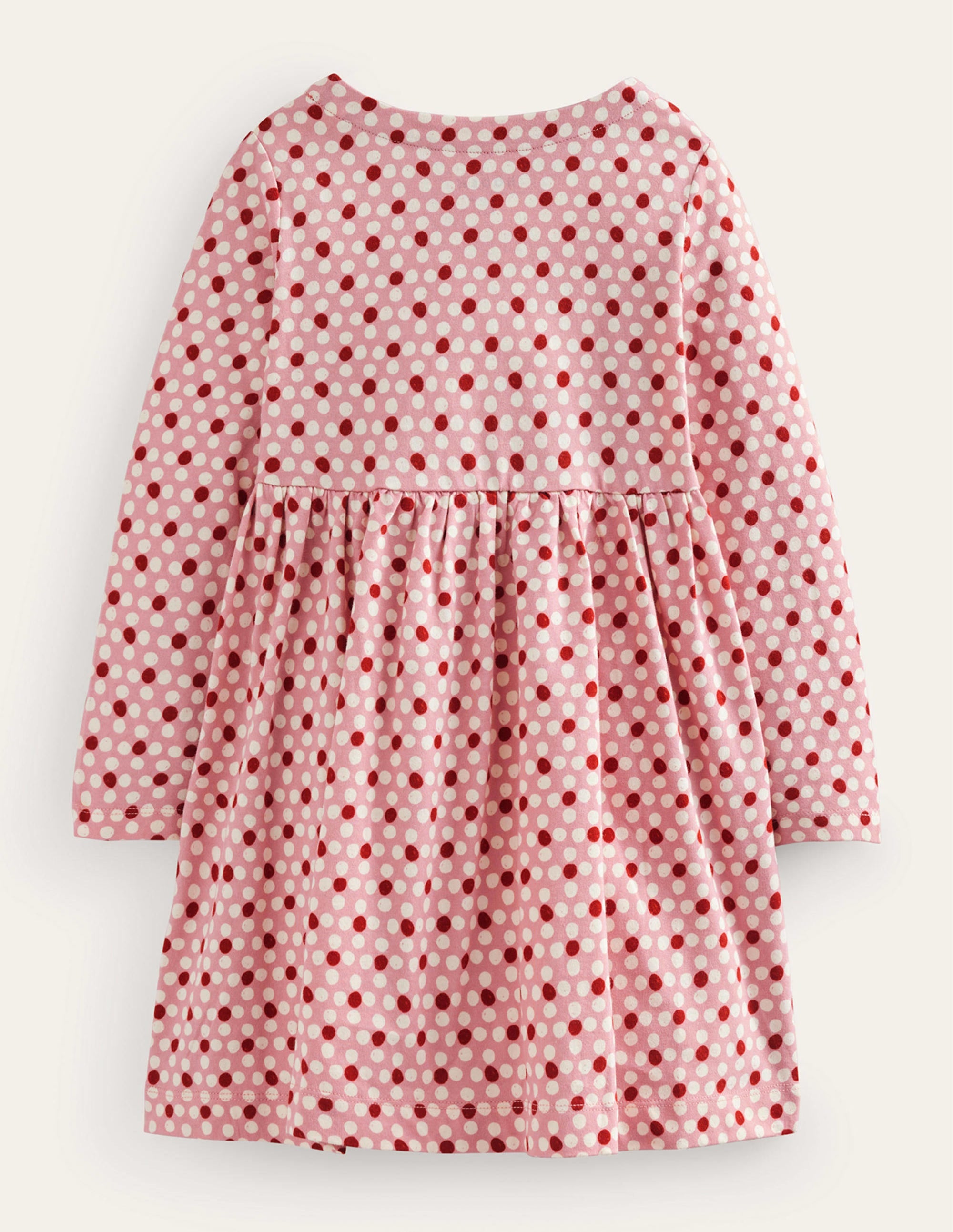 Long Sleeve Fun Jersey Dress-Almond Pink Geo Flower - Image 2