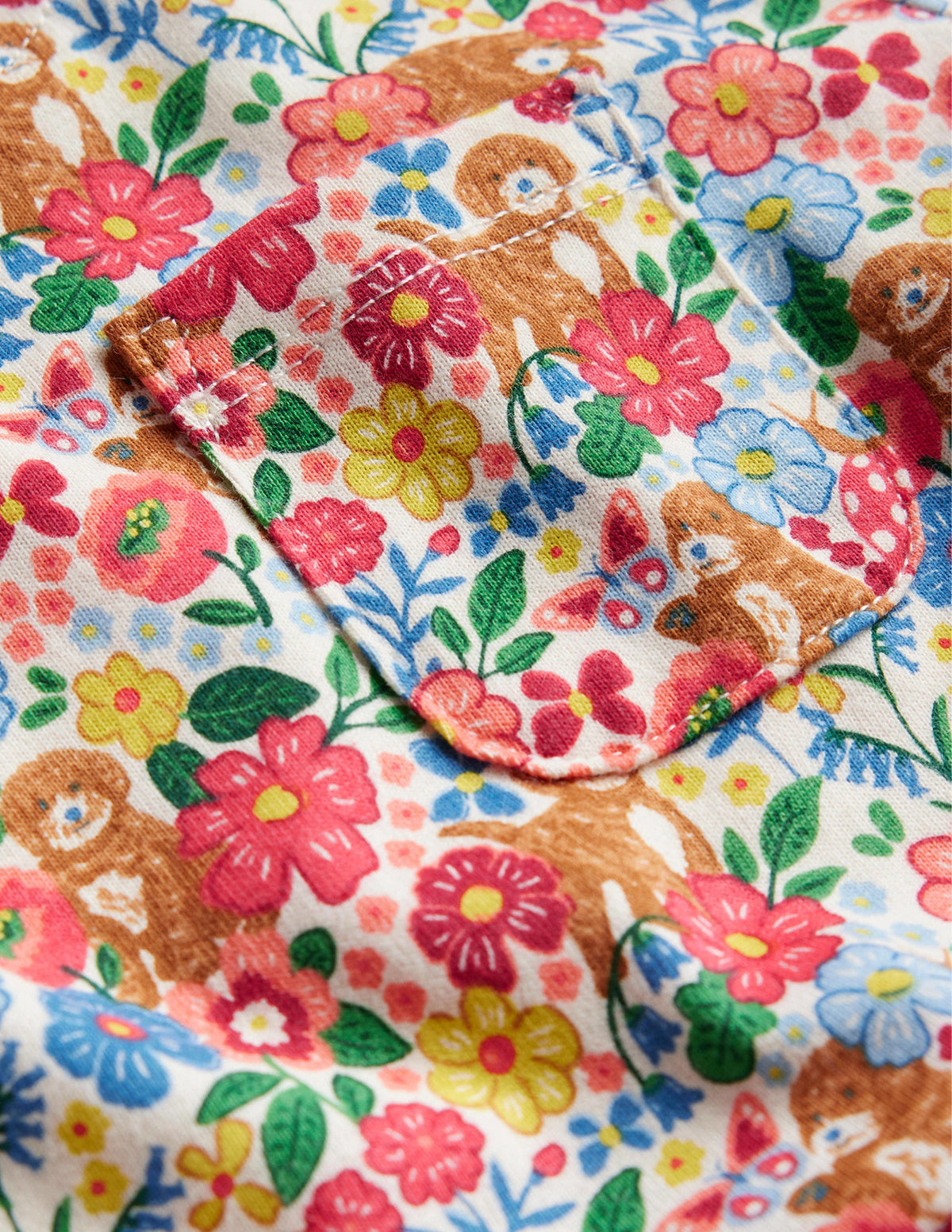 Long Sleeve Fun Jersey Dress-Multi Pups Floral - Image 3