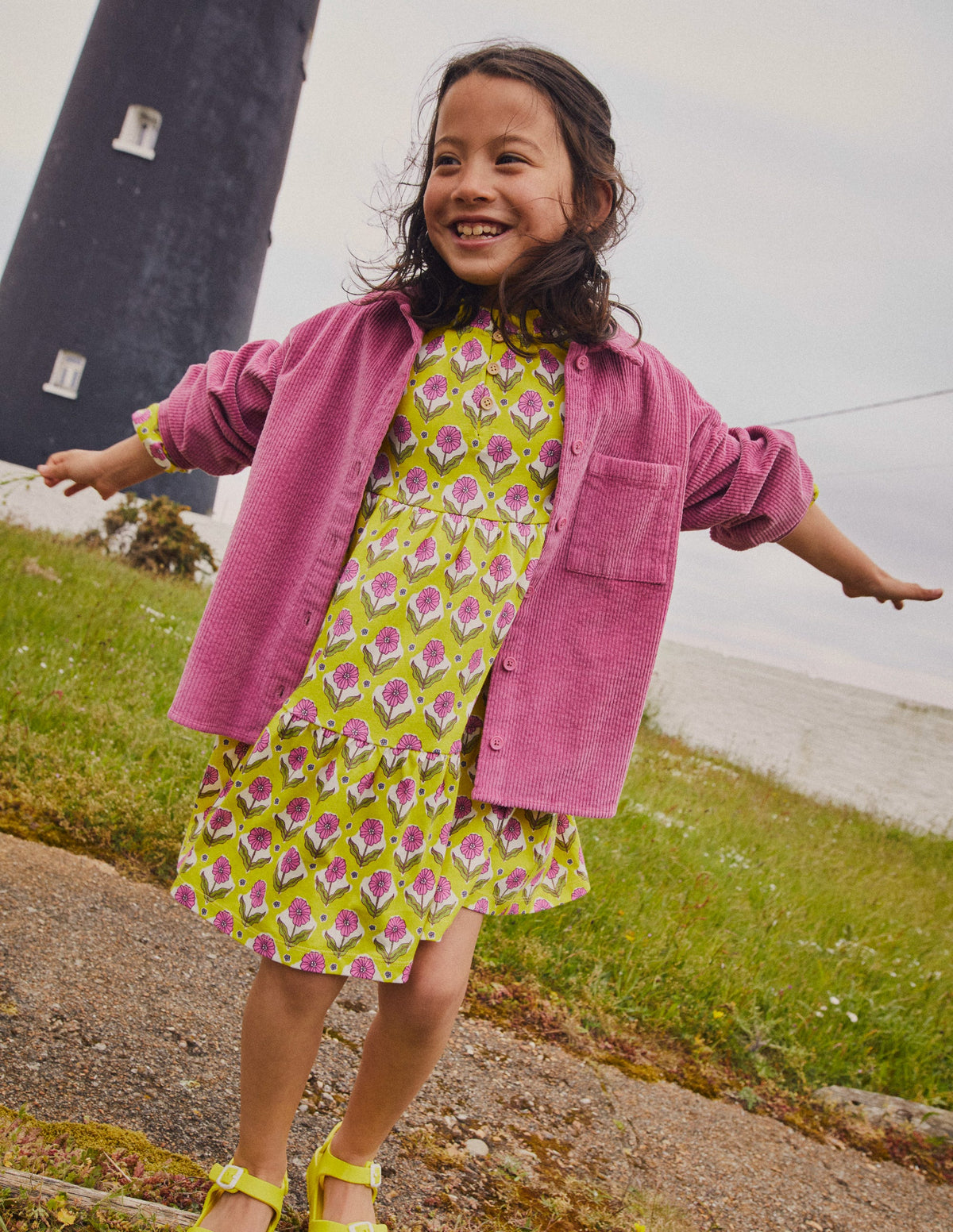 Tiered Jersey Dress-Sweetcorn Yellow Floral - Image 4