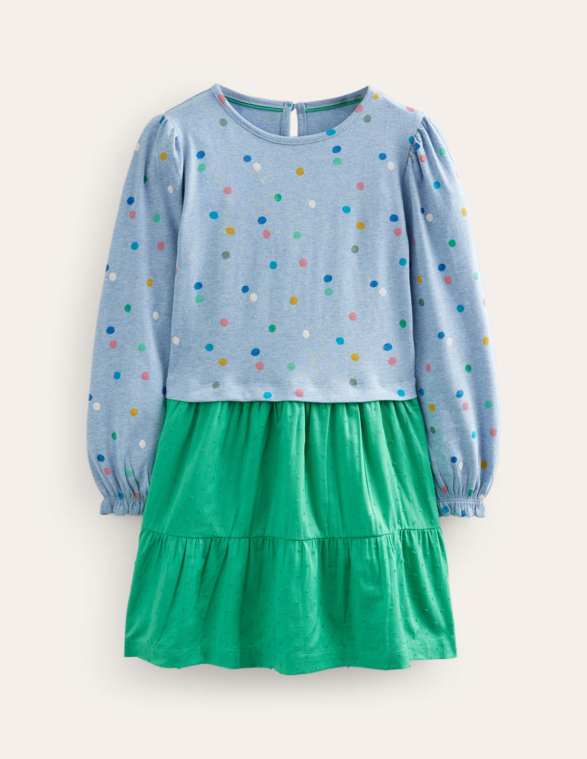 Jersey Woven Mix Dress-Delft Blue - Image 1