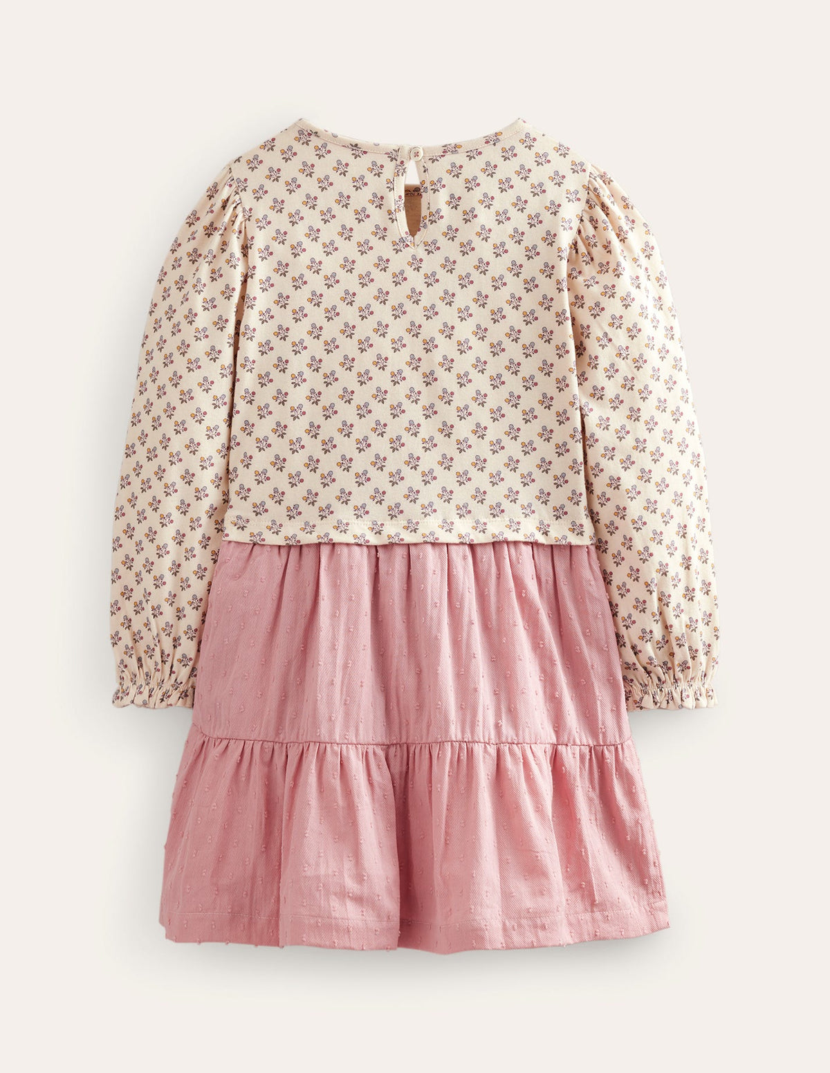 Jersey Woven Mix Dress-Almond Pink-2