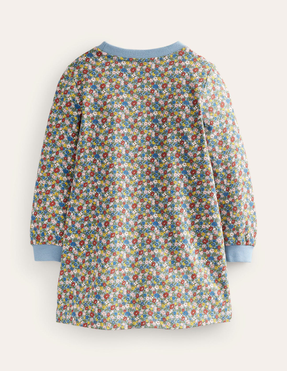 Appliqué Sweatshirt Dress-Pebble Blue Flower Dog - Image 2