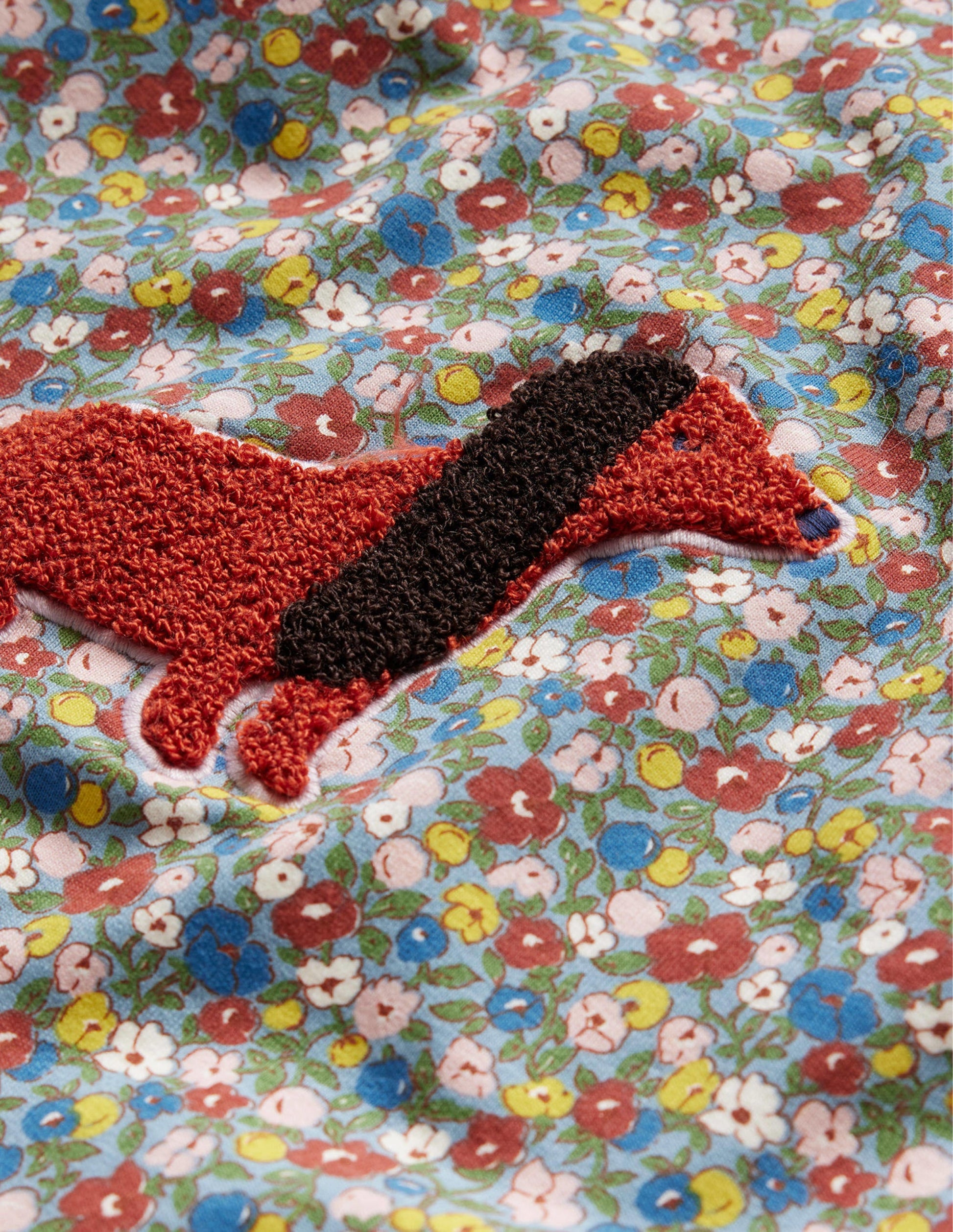 Appliqué Sweatshirt Dress-Pebble Blue Flower Dog-3