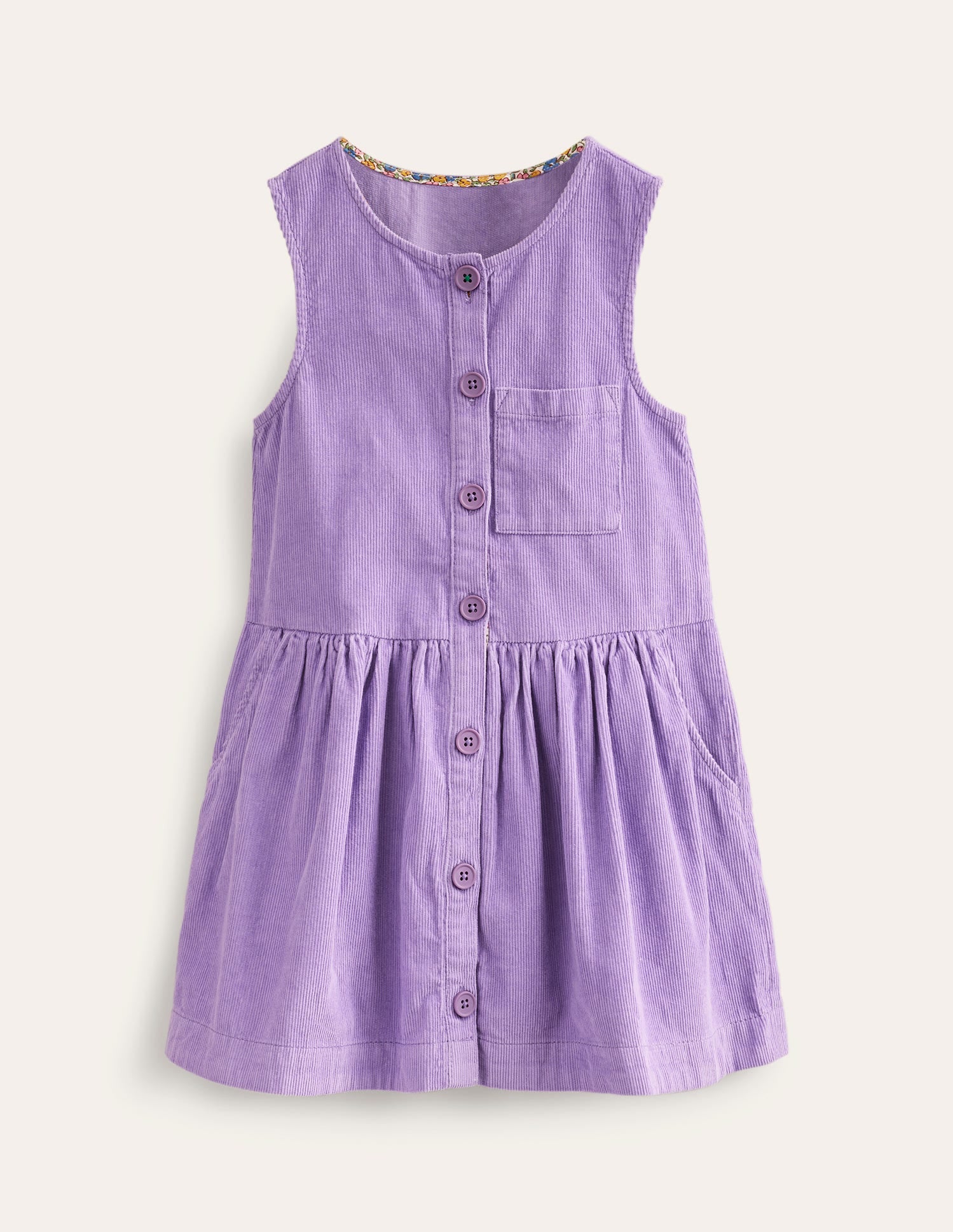 Button Pinafore Dress-Aster Purple - Image 1