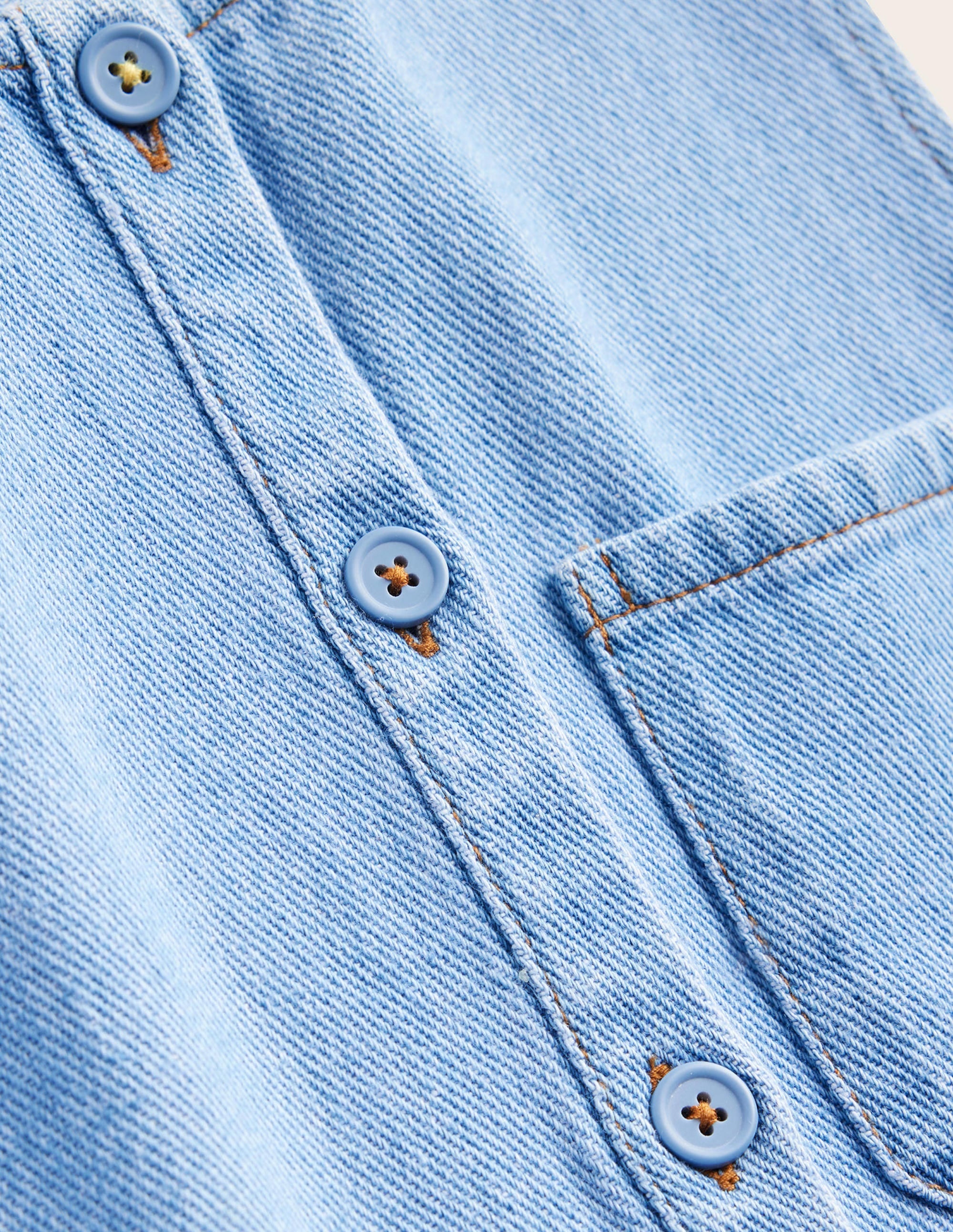 Button Pinafore Dress-Mid Vintage Chambray - Image 3