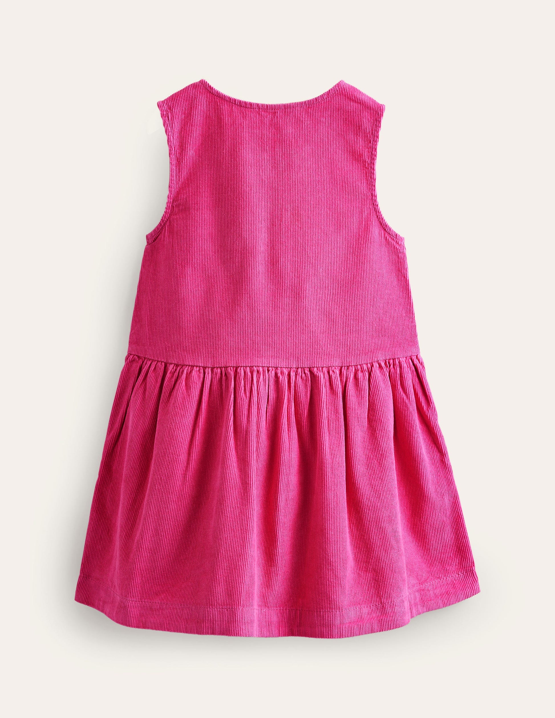 Button Pinafore Dress-Mid Pink-2