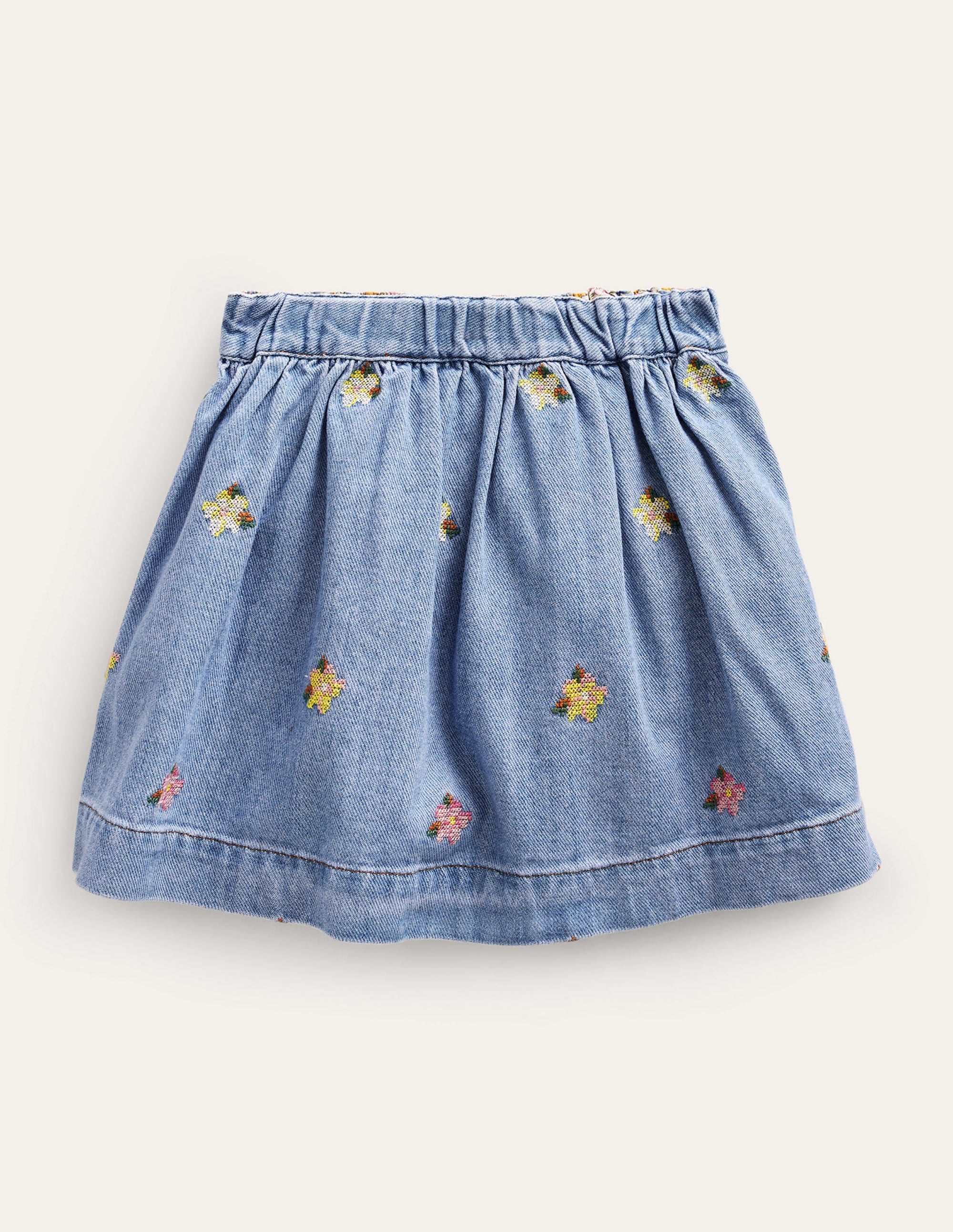 Button Through Twirly Skirt-Mid Chambray - Image 2