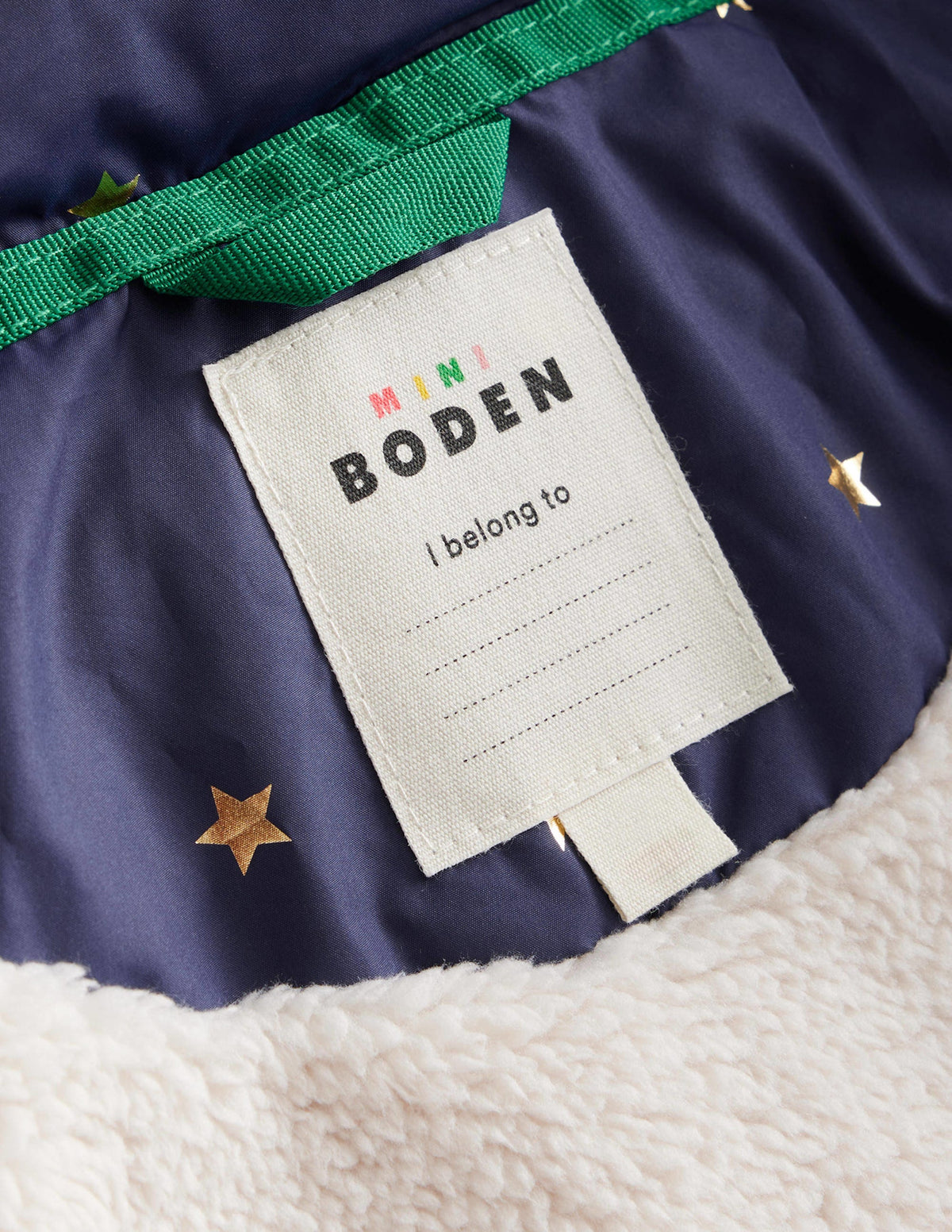 Longline Padded Coat-Navy Foil Stars - Image 4