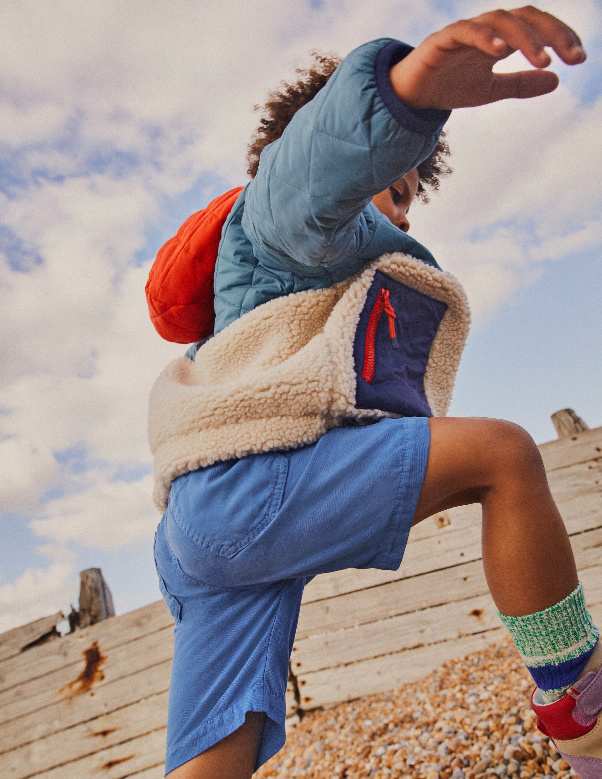 Borg Mix Jacket-Puddle Blue-7