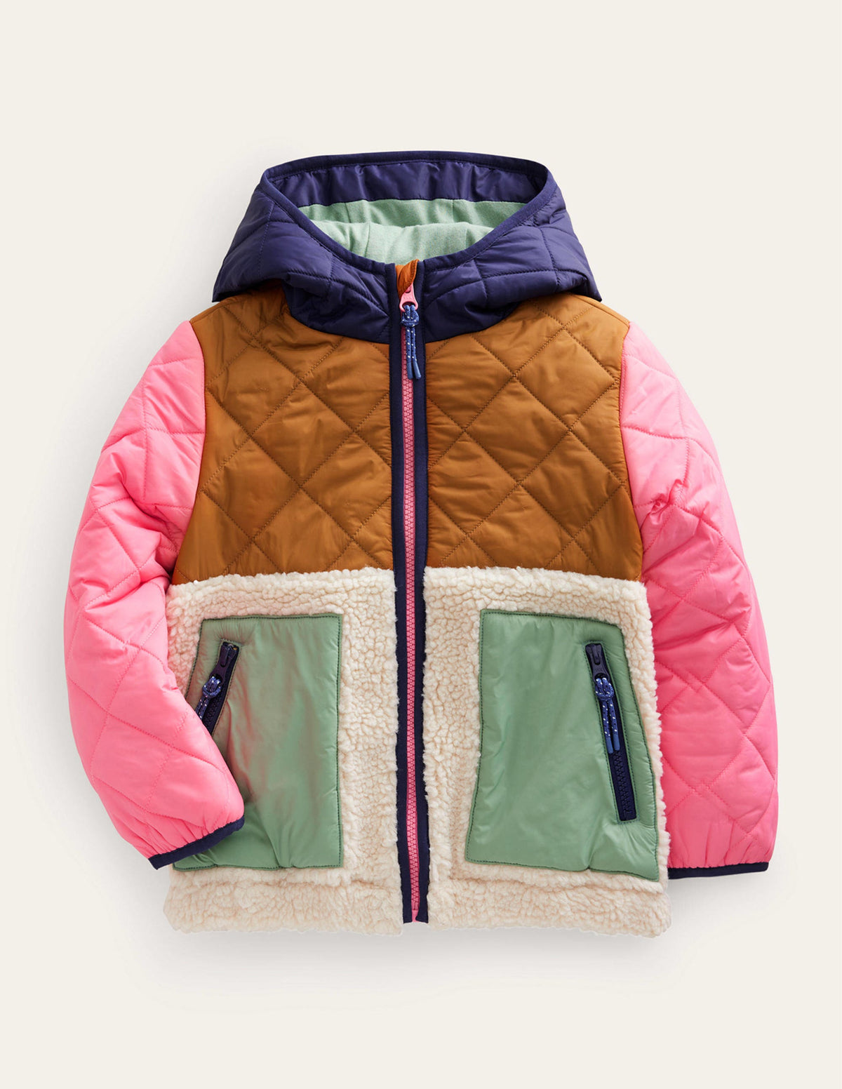 Borg Mix Jacket-Butterscotch Brown-1