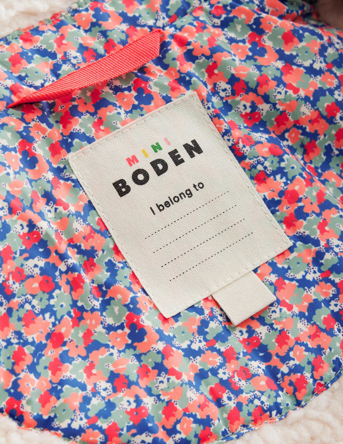 Borg Detail Padded Jacket-Jam Red Micro Floral - Image 4