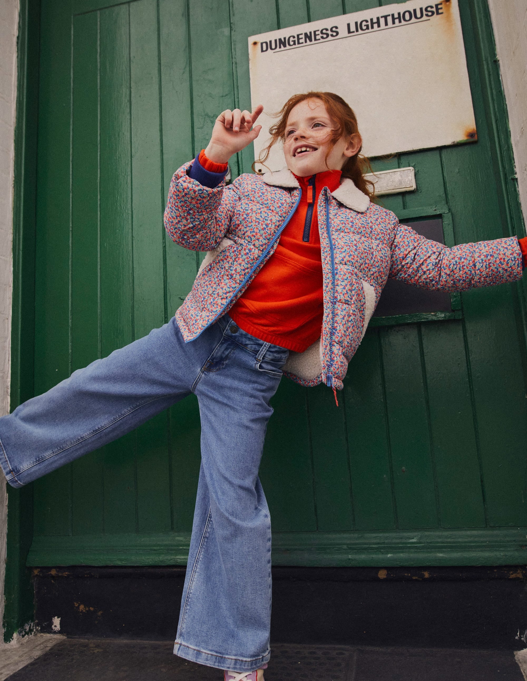 Borg Detail Padded Jacket-Jam Red Micro Floral - Image 6