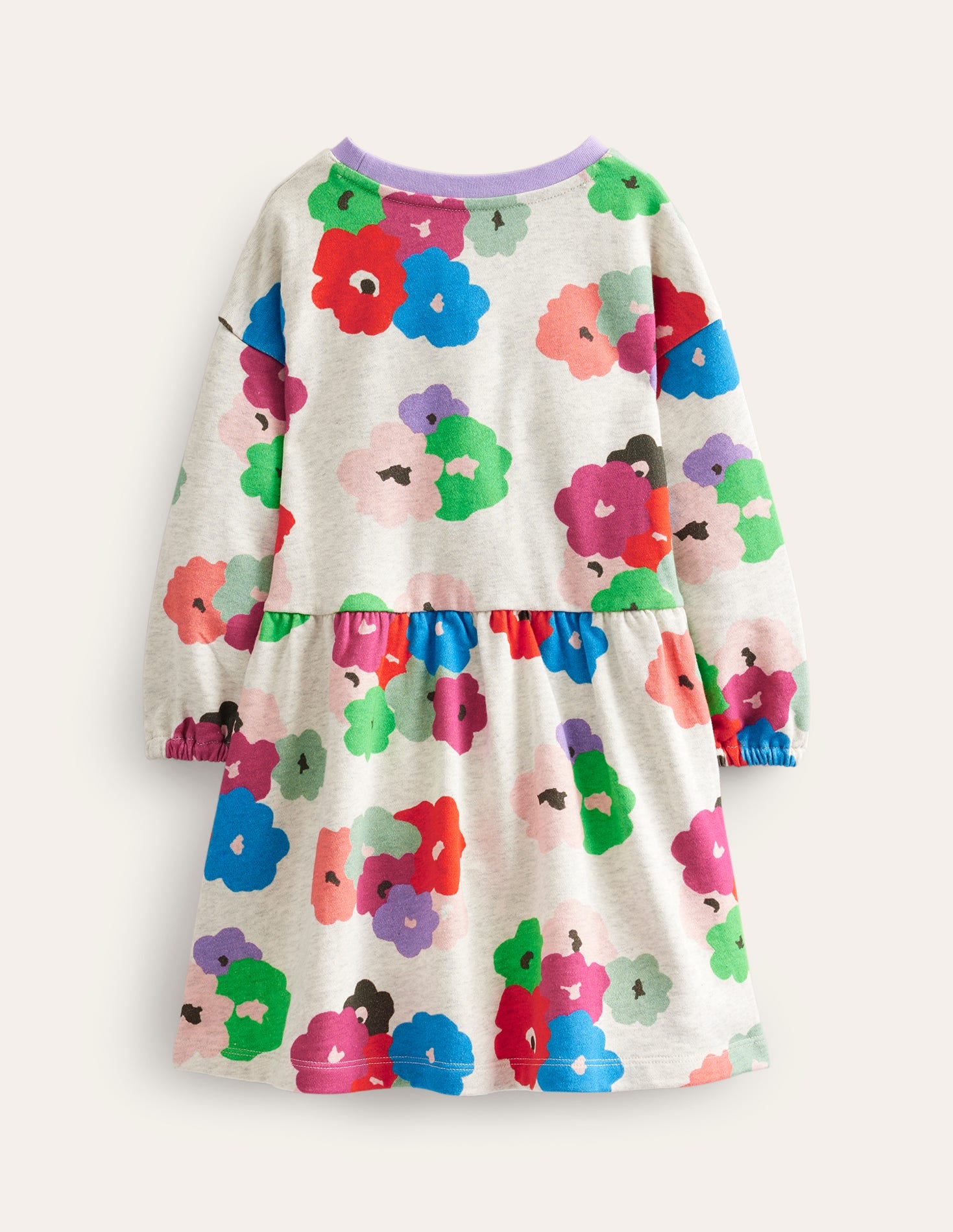 Relaxed Printed Sweat Dress-Mutli Abstract Floral-2