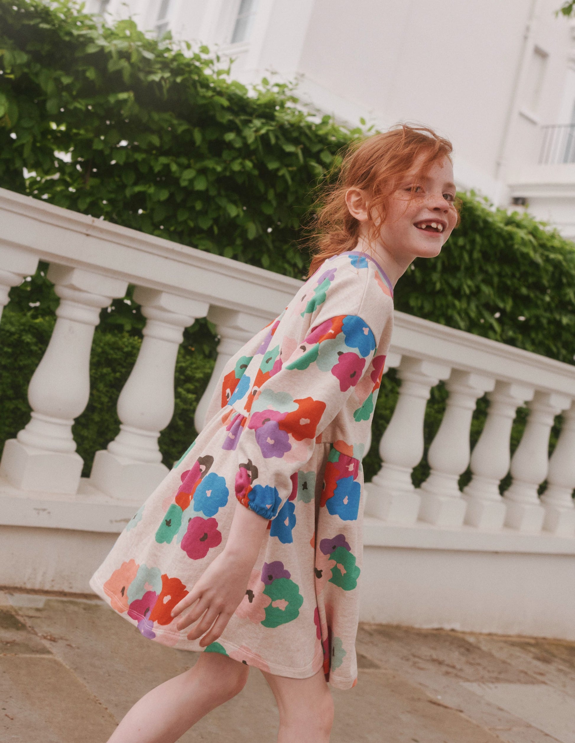 Relaxed Printed Sweat Dress-Mutli Abstract Floral-5
