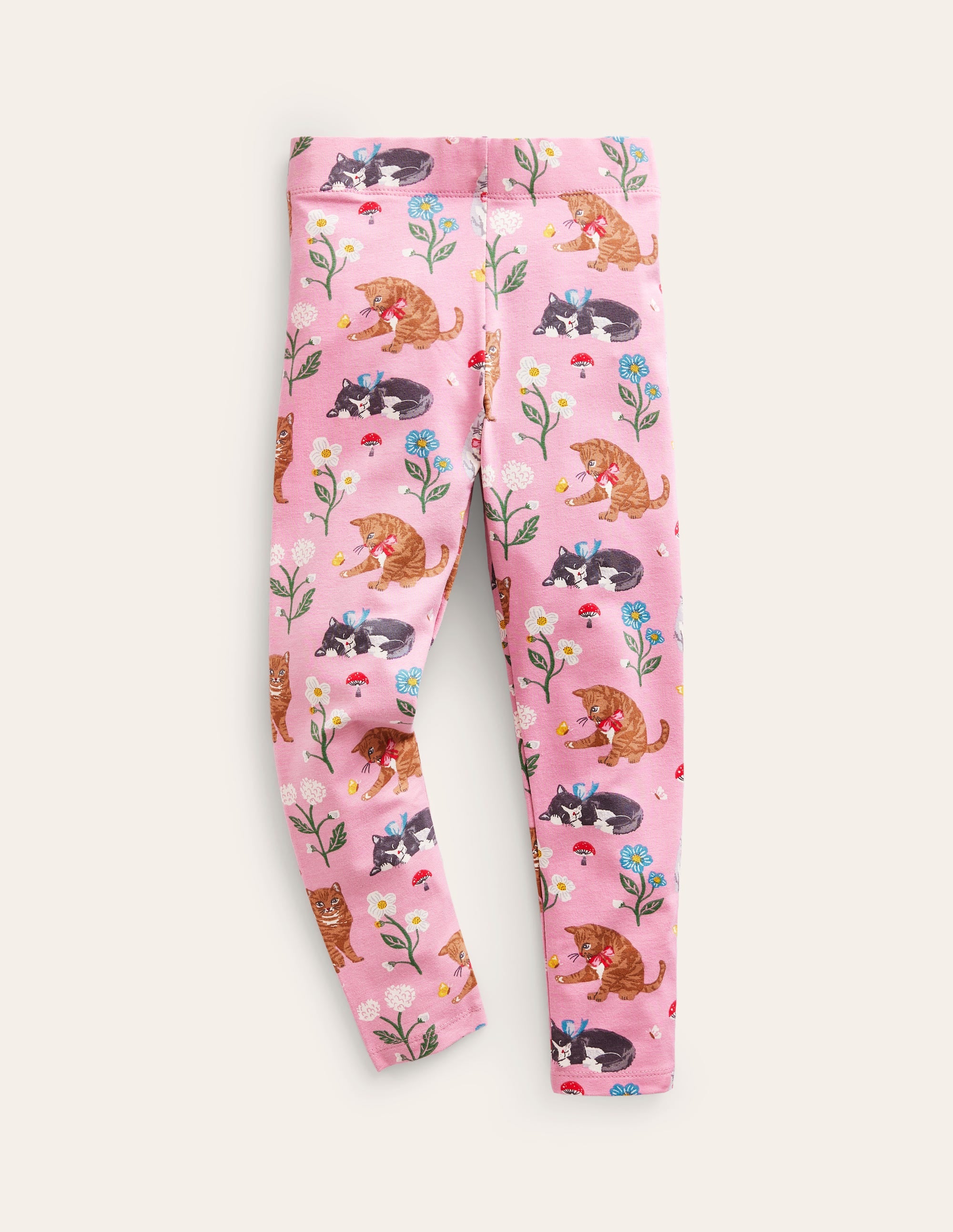 Fun Leggings-Almond Pink Cats - Image 1