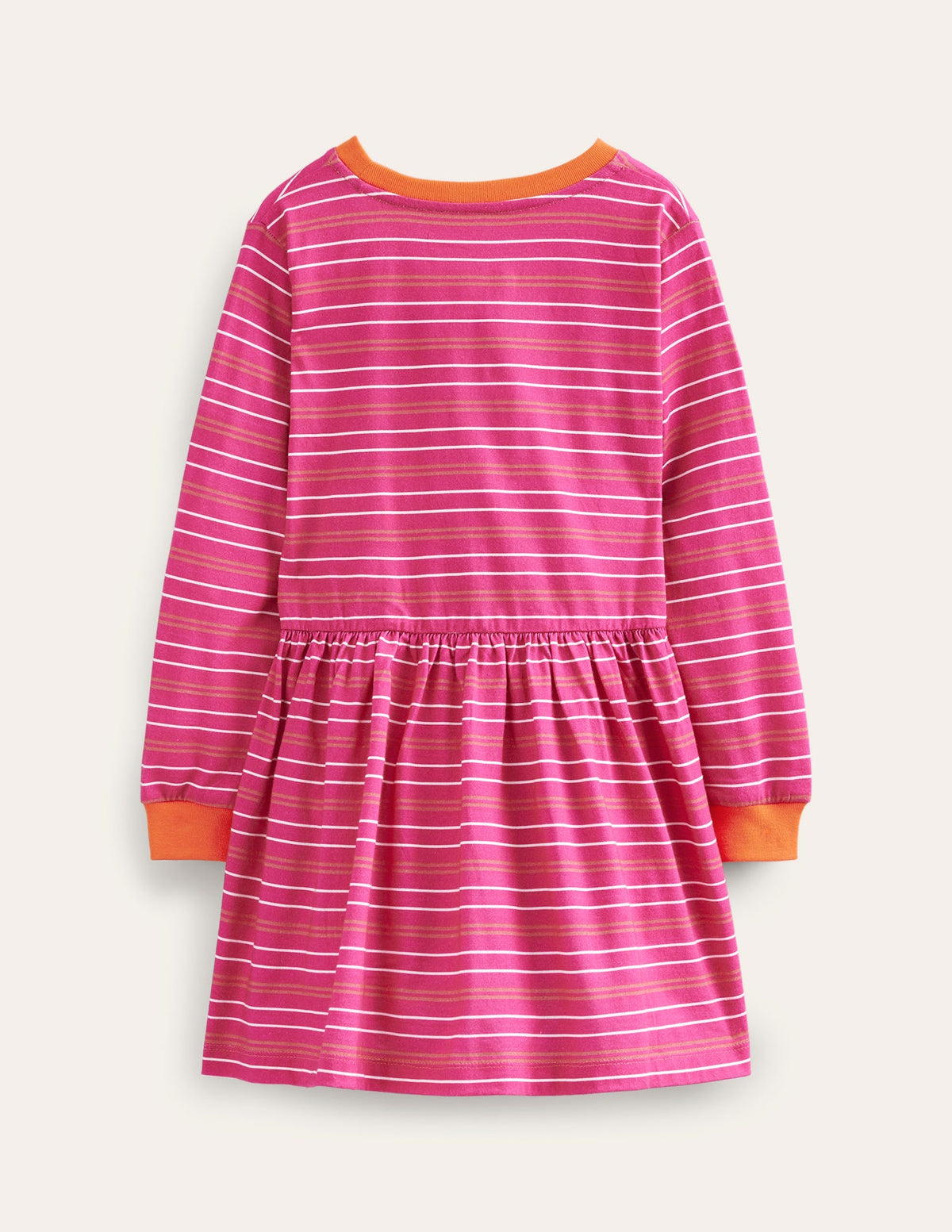 Slub Stripe Jersey Dress-Bright Pink - Image 2