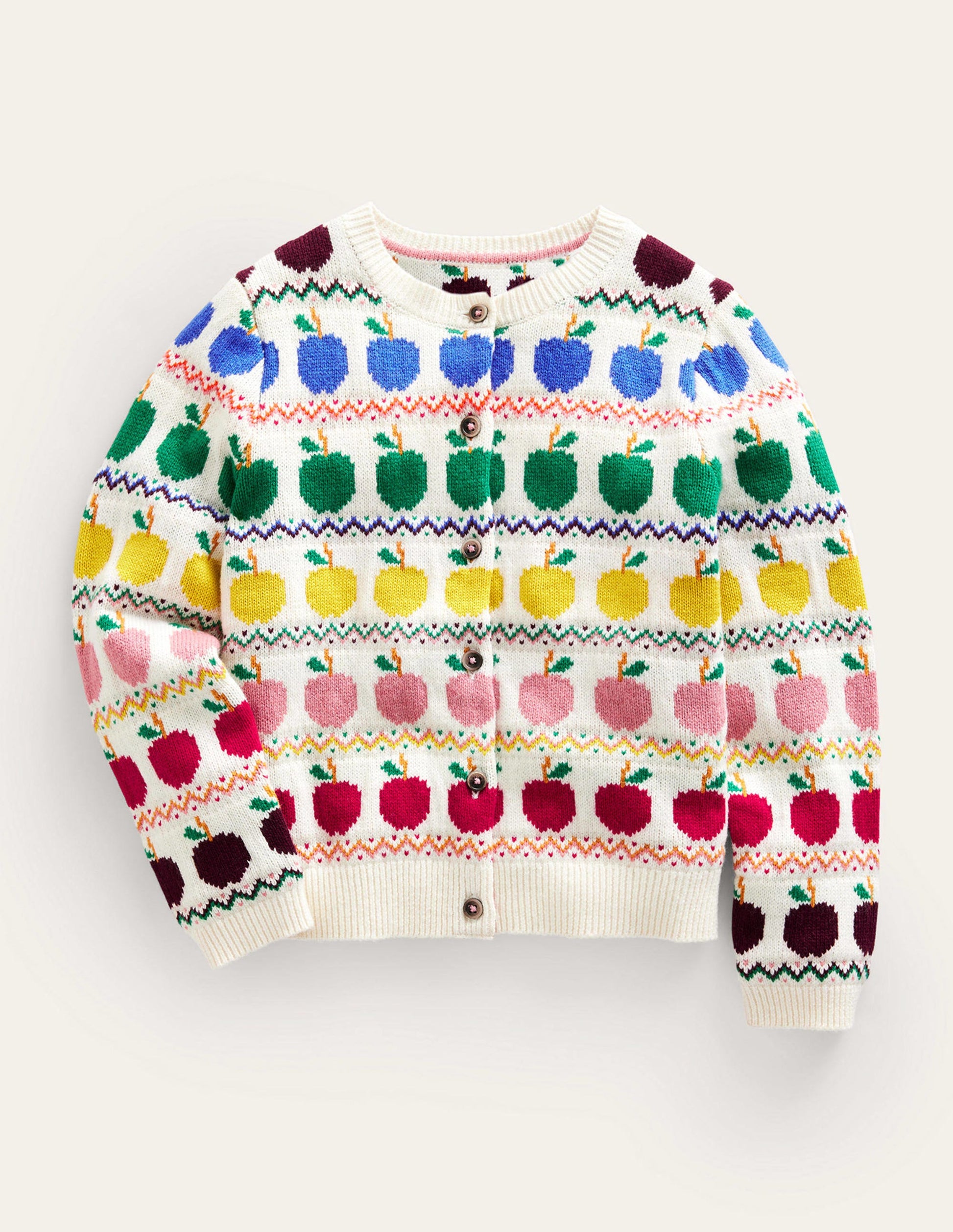 Fair Isle Cardigan-Ivory Apples-1