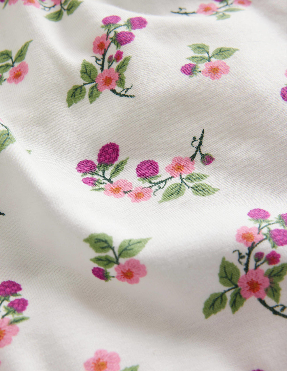 Snug Long John Pajamas-Ivory Floral-3