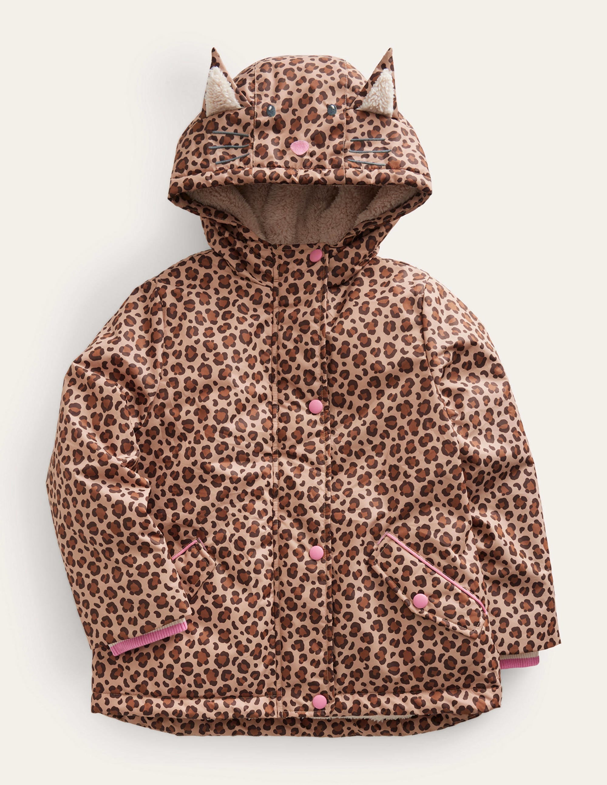 Sherpa Lined Anorak-Nut Leopard Print - Image 1