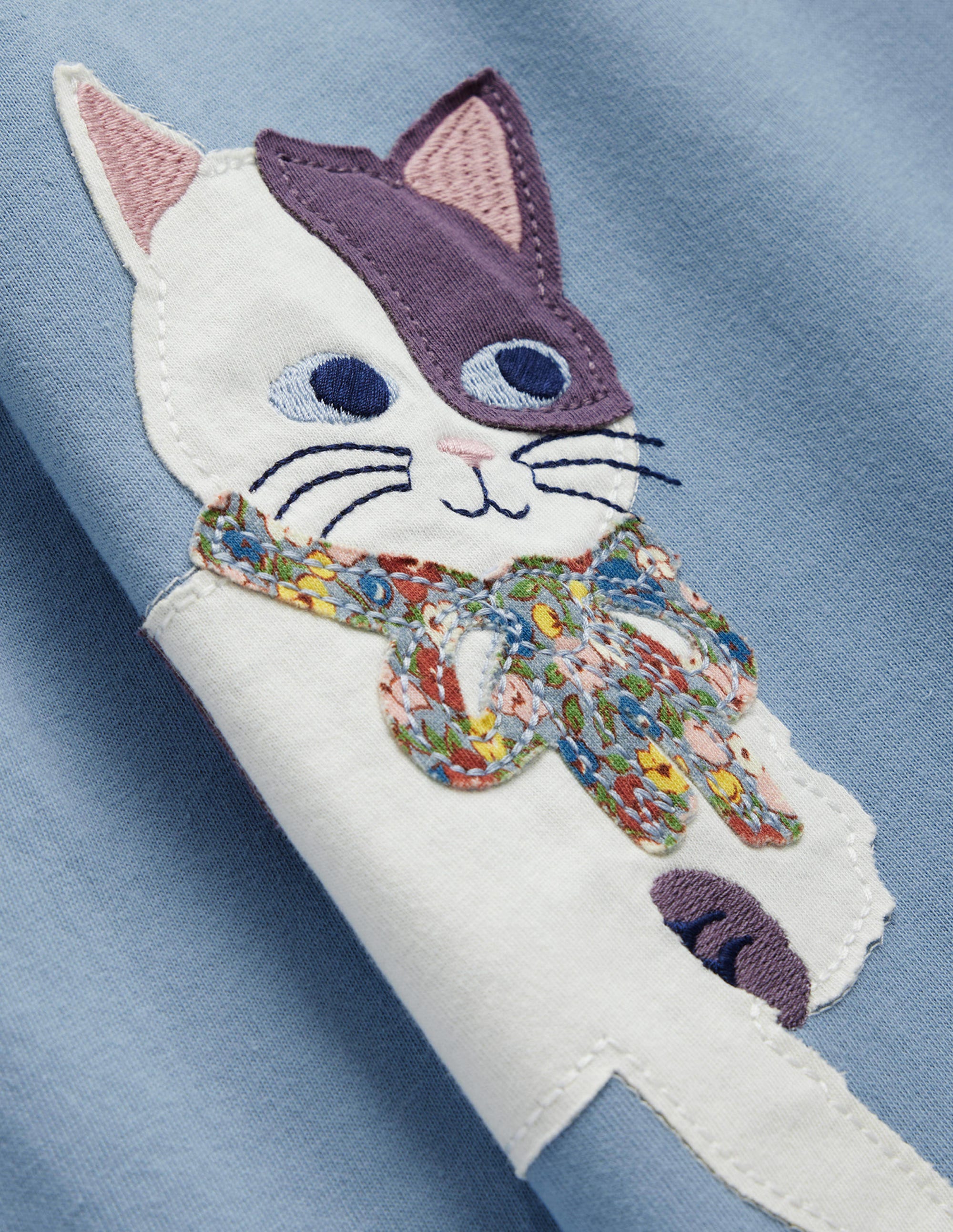 Appliqué Jersey Tunic-Pebble Blue Cats - Image 3