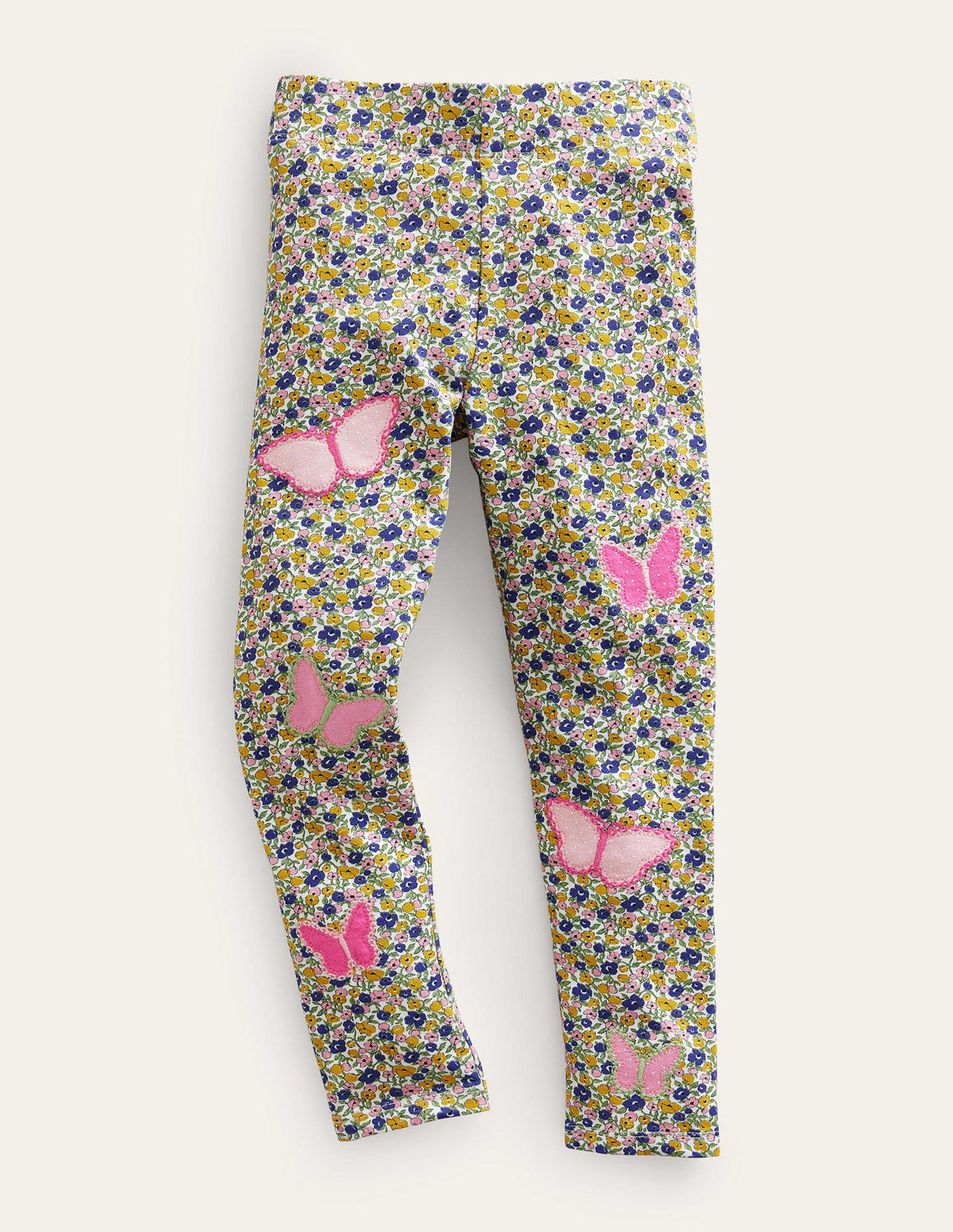 Appliqué Leggings-Multi Floral Butterfly-1