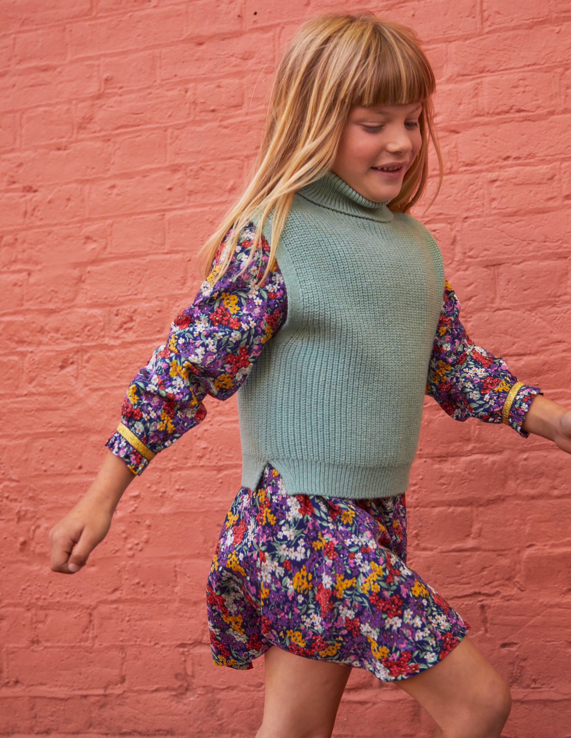 Gathered Neck woven dress-Multi Bloom - Image 4