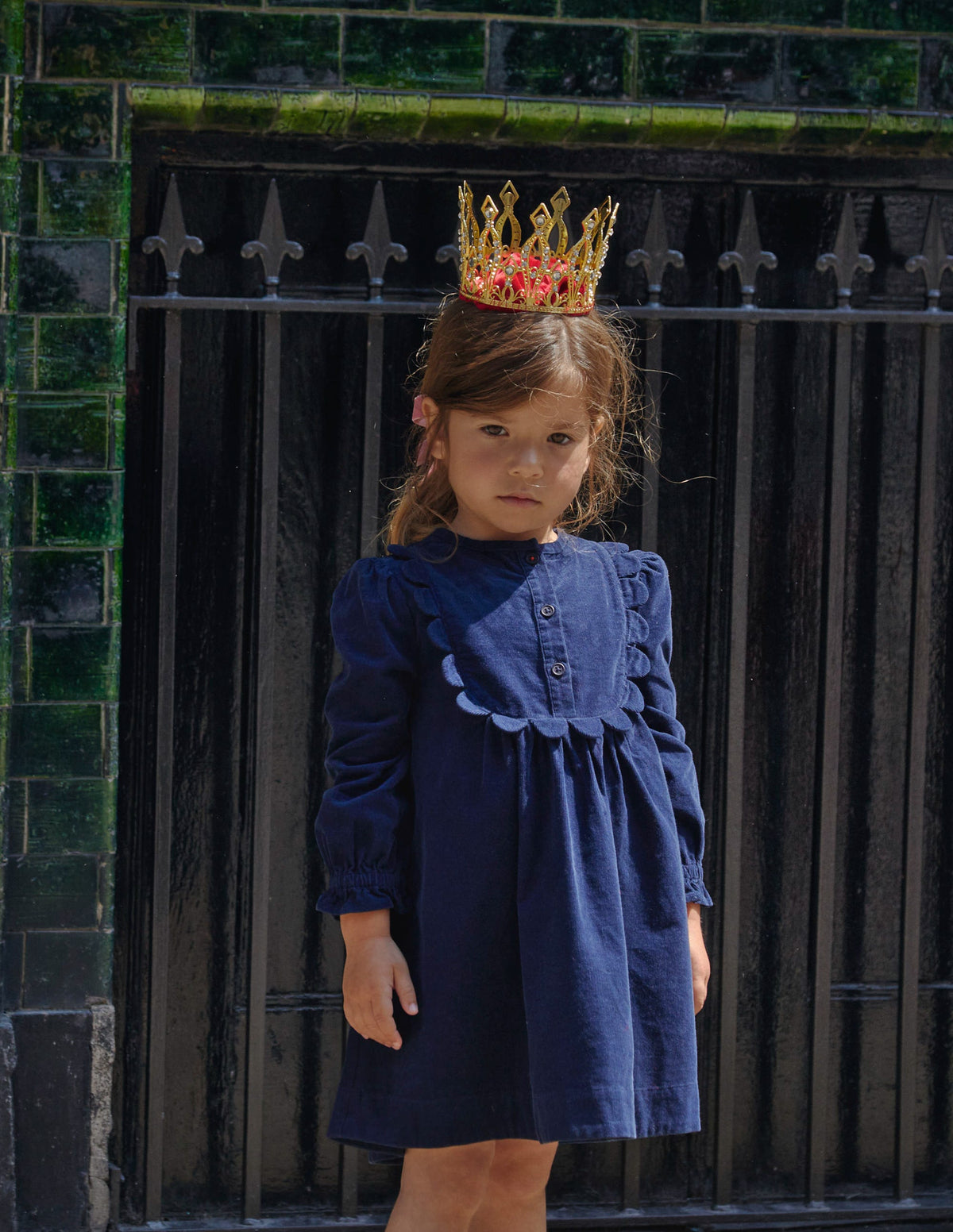 Scallop Cord Dress-French Navy - Image 4