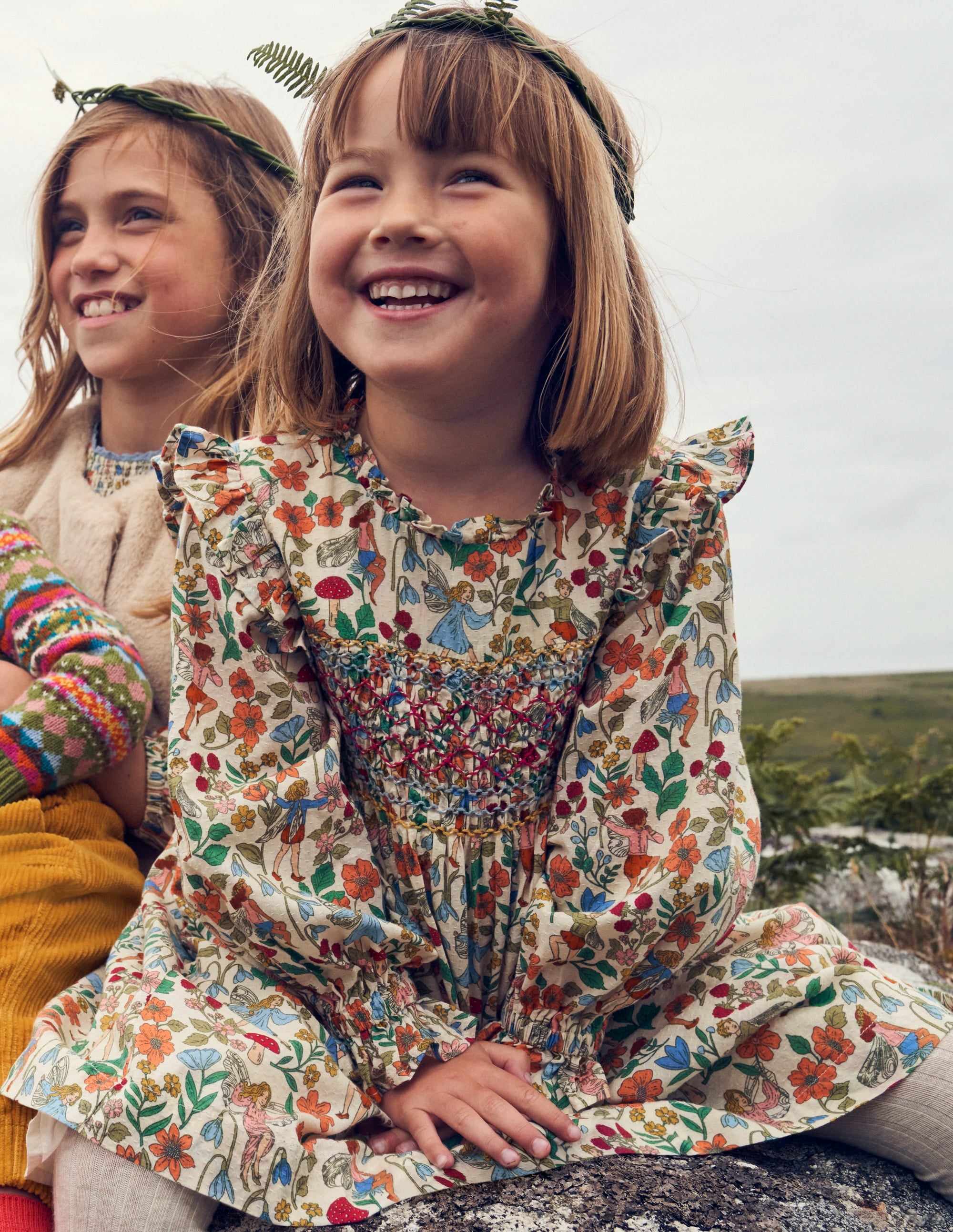 Printed Smocked Dress-Vanilla Fairies - Image 4