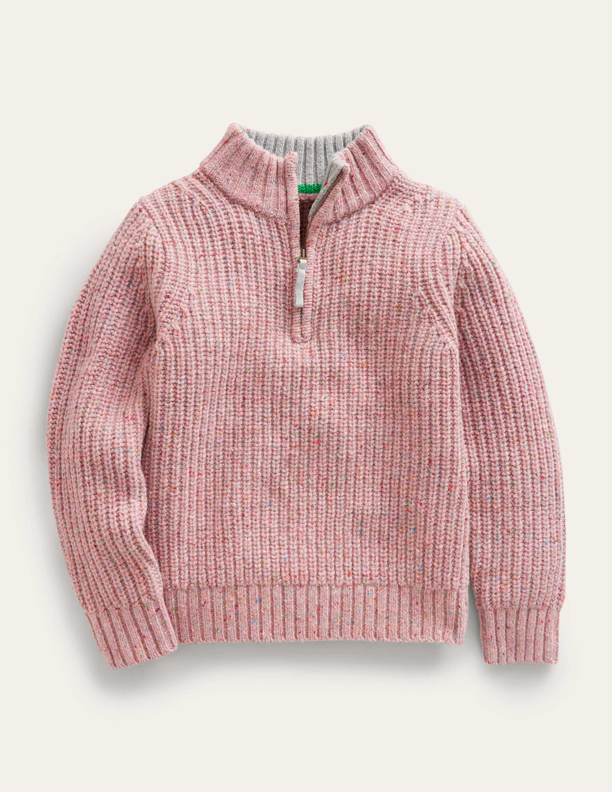 Half Zip Sweater-Pale Pink Neps-1