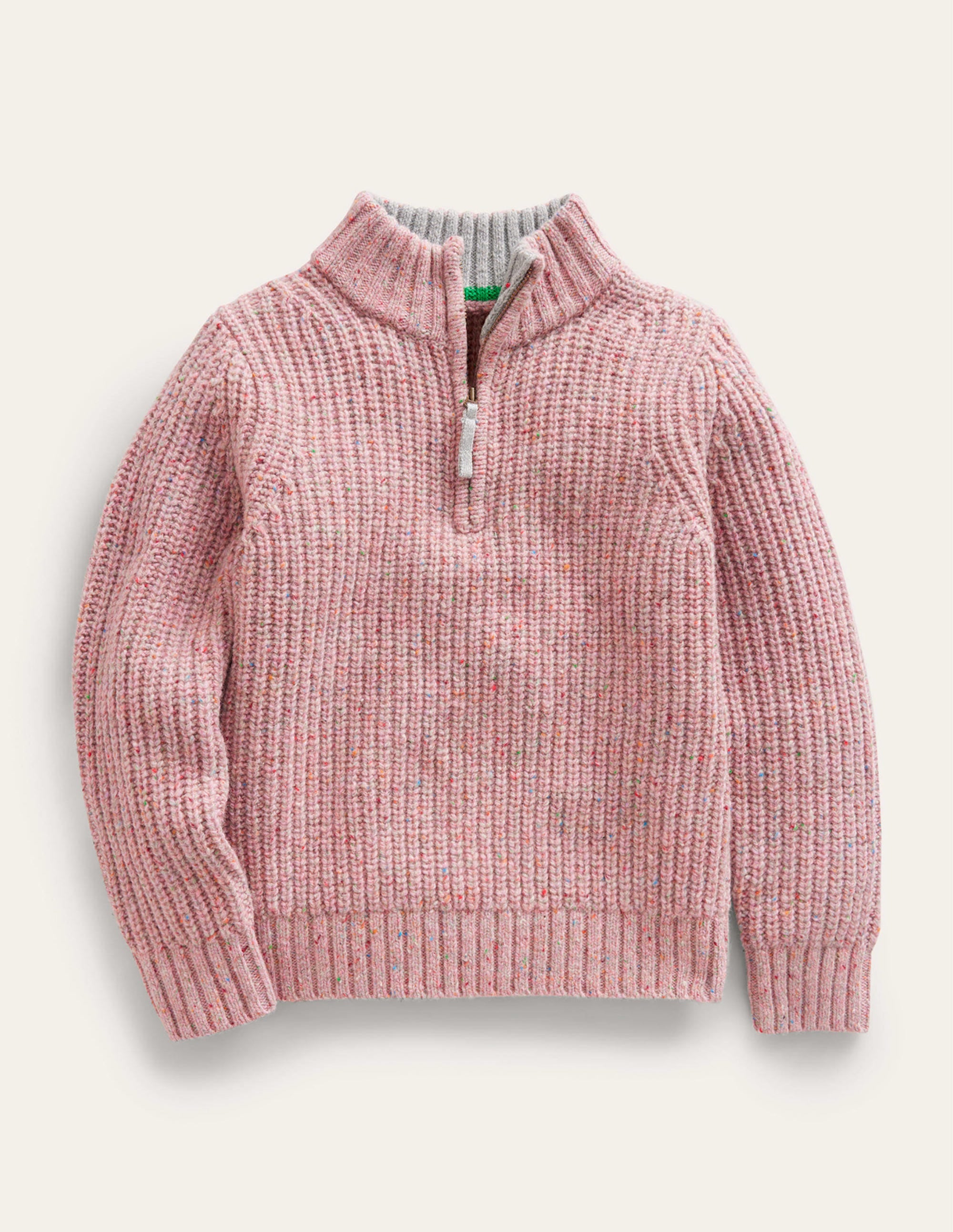 Half Zip Sweater-Pale Pink Neps - Image 1